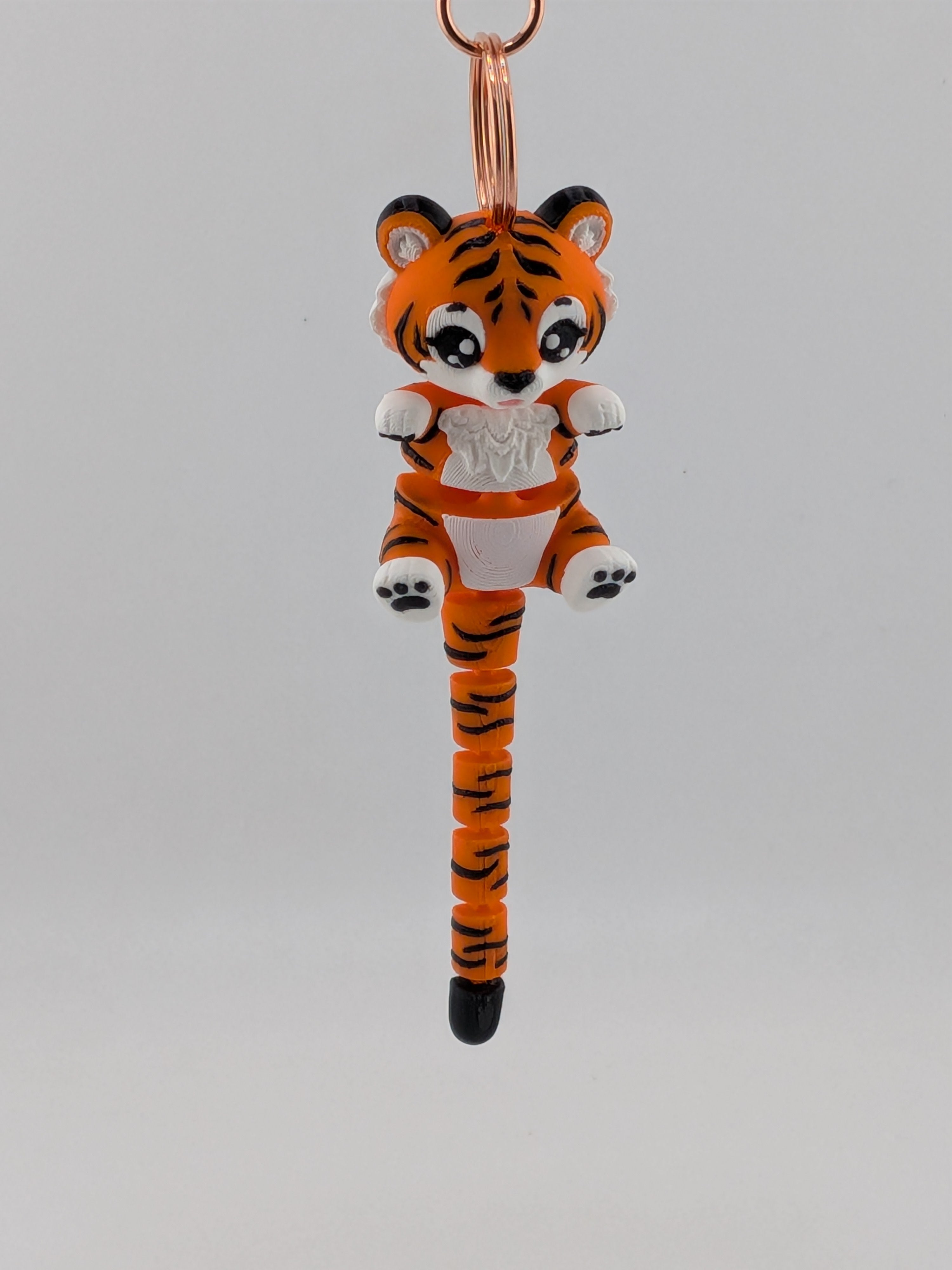 Articulated Tiger Keychain Buddy Flexi Wild Cat Toy Rose Gold Clasp