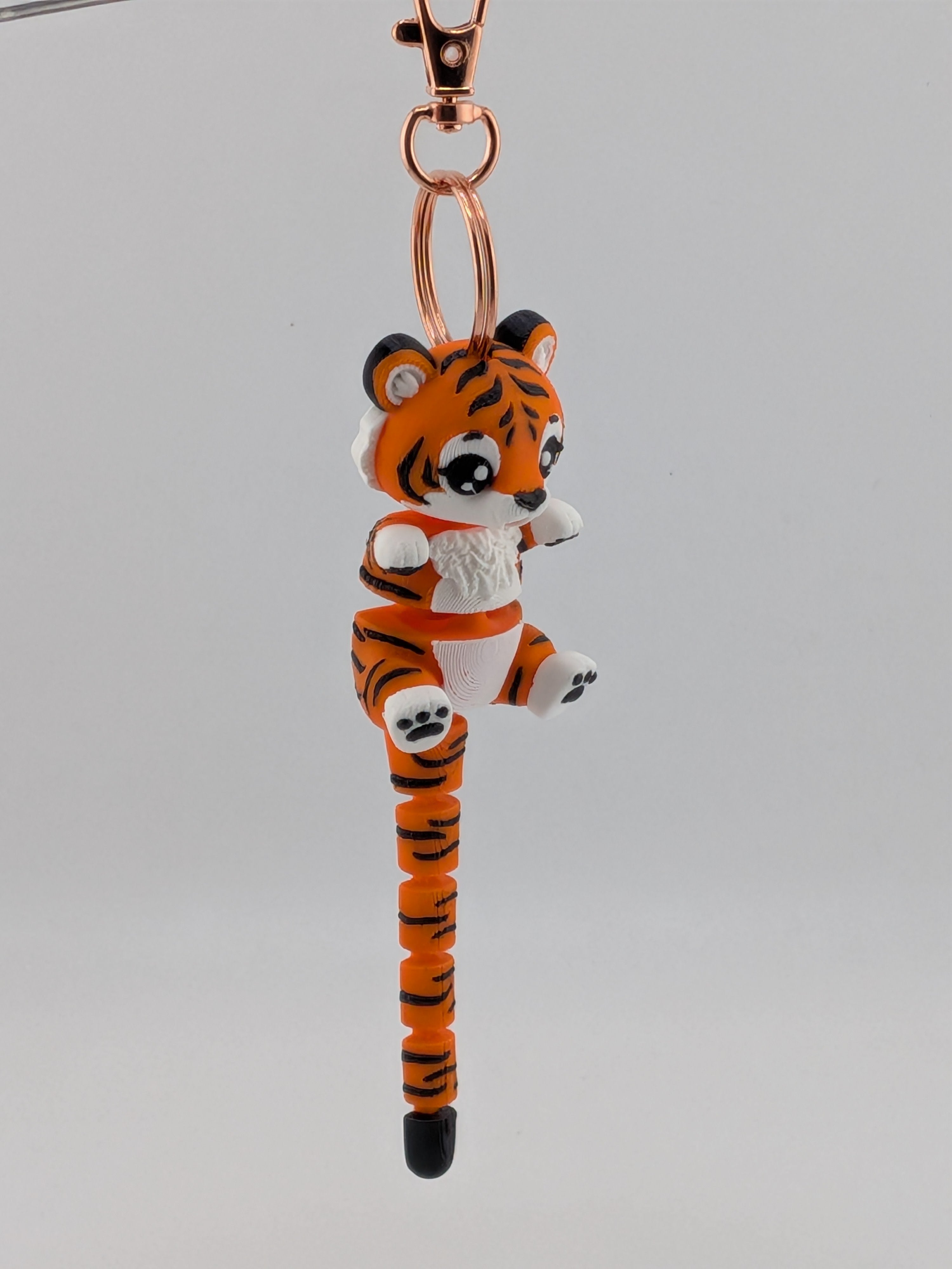 Articulated Tiger Keychain Buddy Flexi Wild Cat Toy Rose Gold Clasp