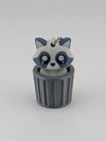 Garbage Can Fidget Keychain Cute Raccoon Dumpster Fire Clicker Toy
