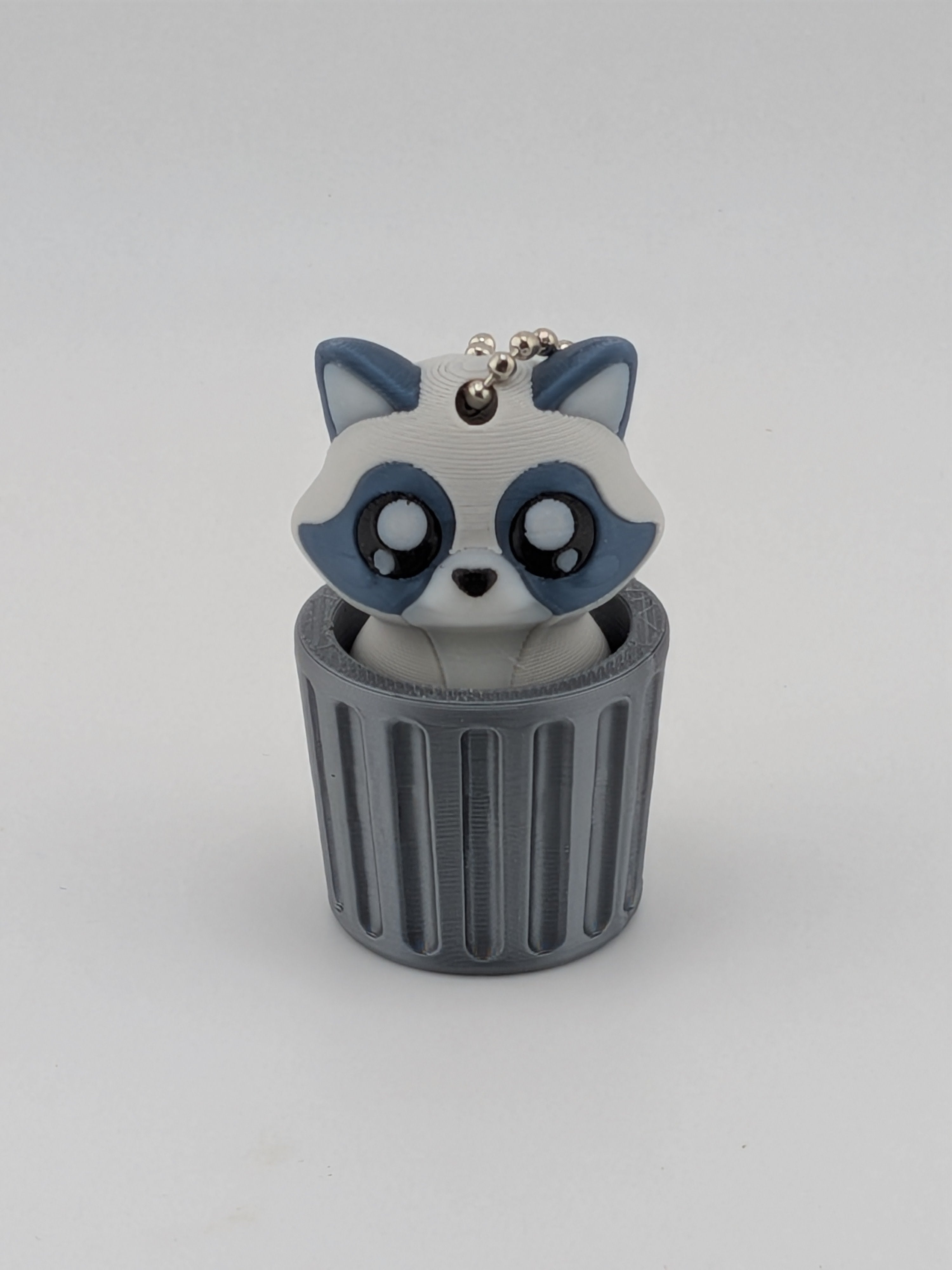 Garbage Can Fidget Keychain Cute Raccoon Dumpster Fire Clicker Toy