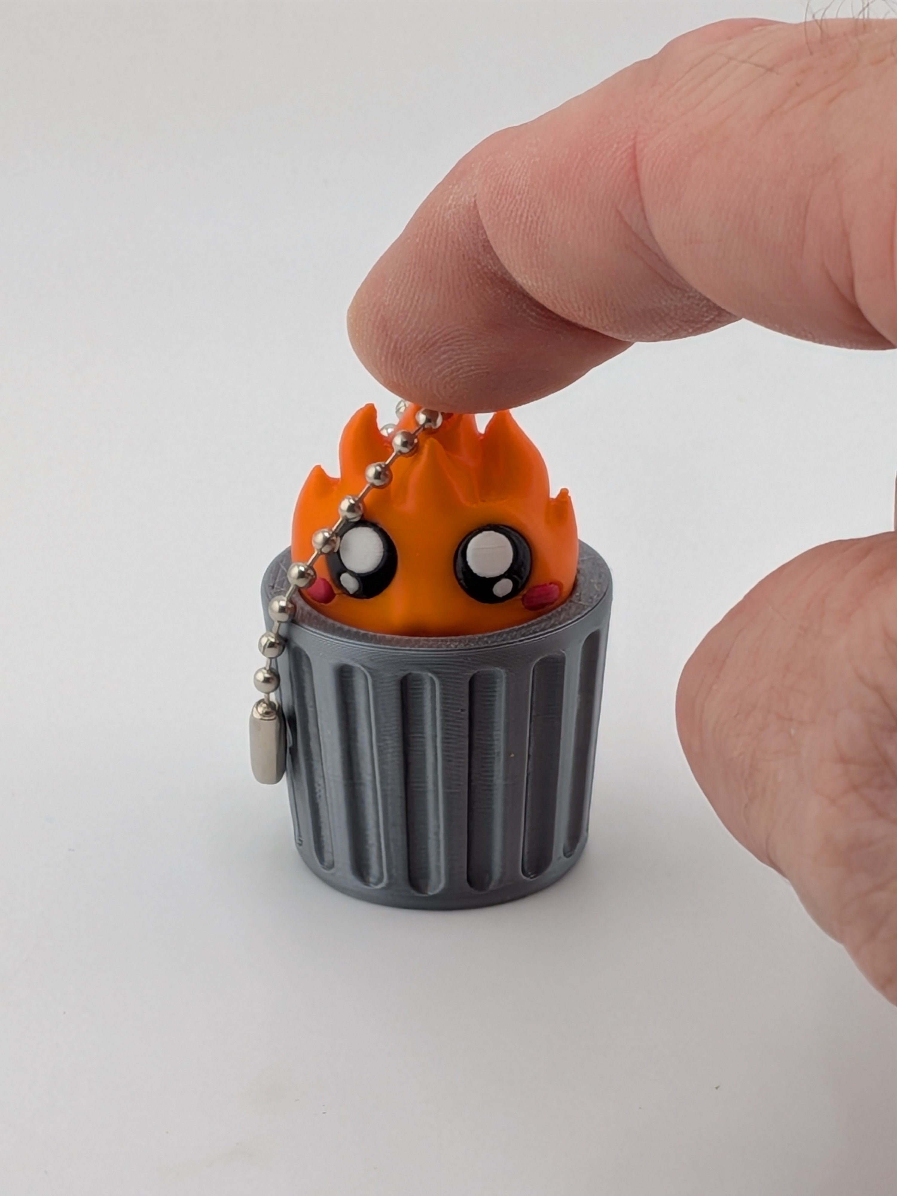 Garbage Can Fidget Keychain Cute Raccoon Dumpster Fire Clicker Toy