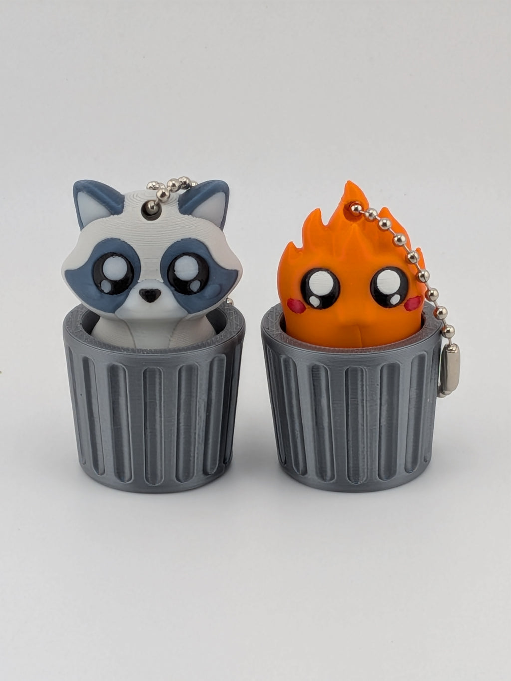 Garbage Can Fidget Keychain Cute Raccoon Dumpster Fire Clicker Toy