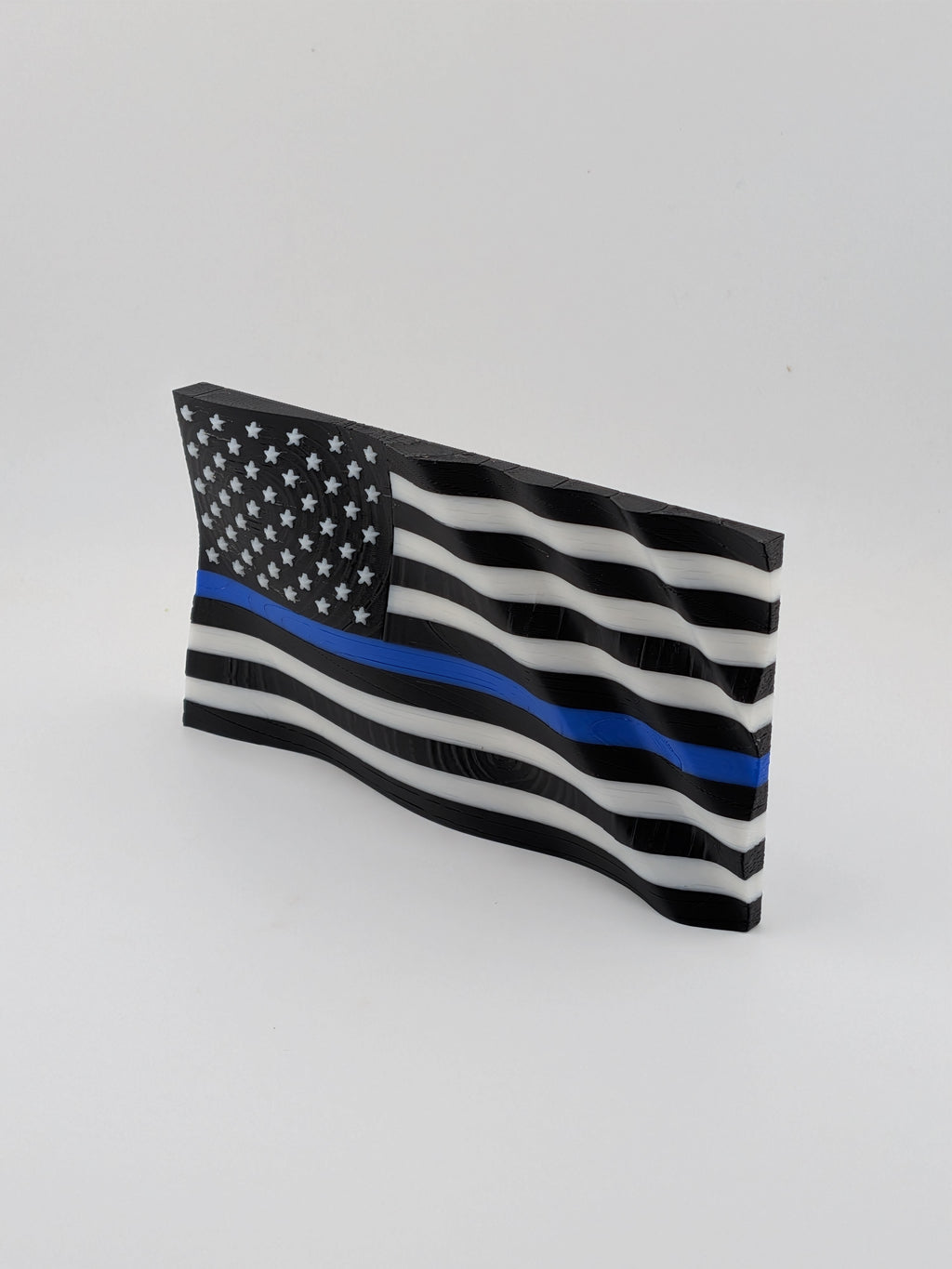 5.5 Inch Thin Line American Flag Waving Magnet Police Fire Military Silver