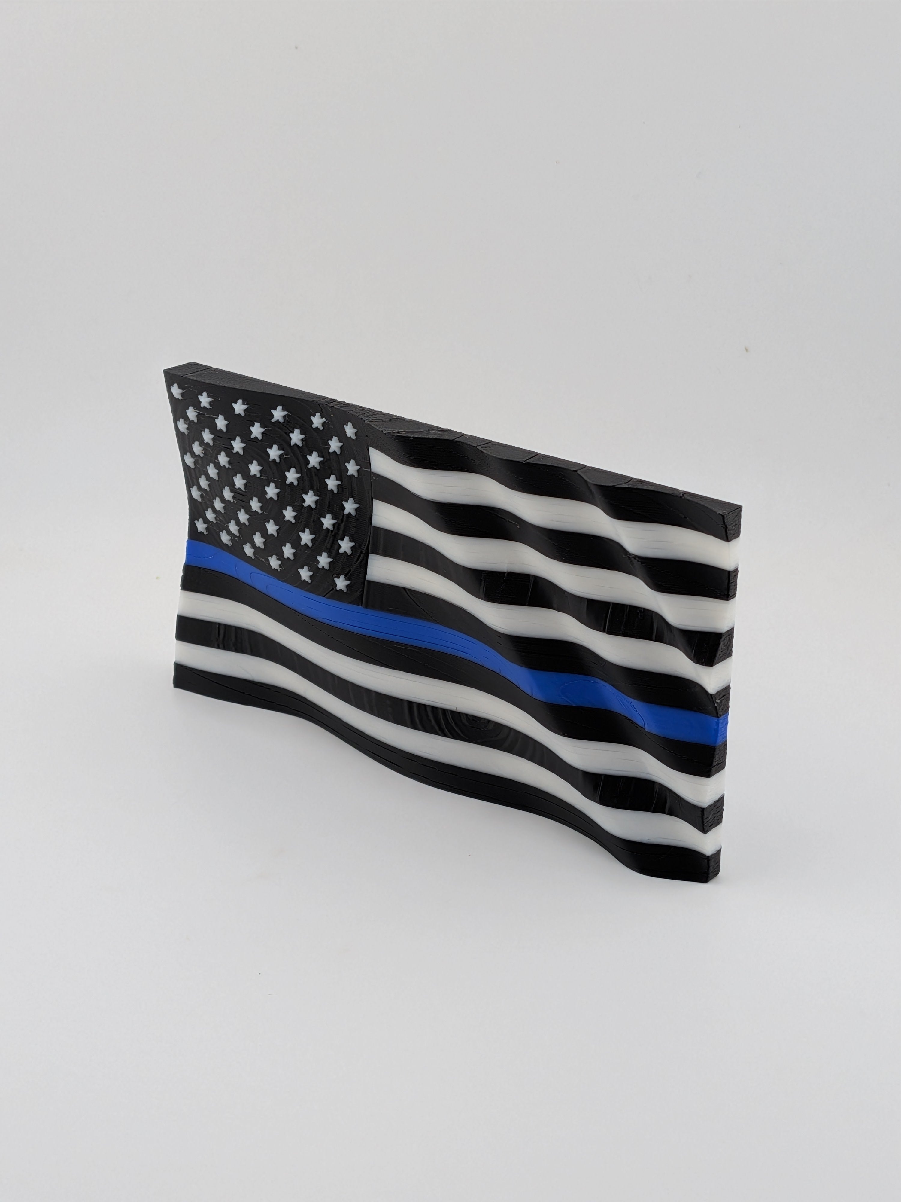 5.5 Inch Thin Line American Flag Waving Magnet Police Fire Military Silver