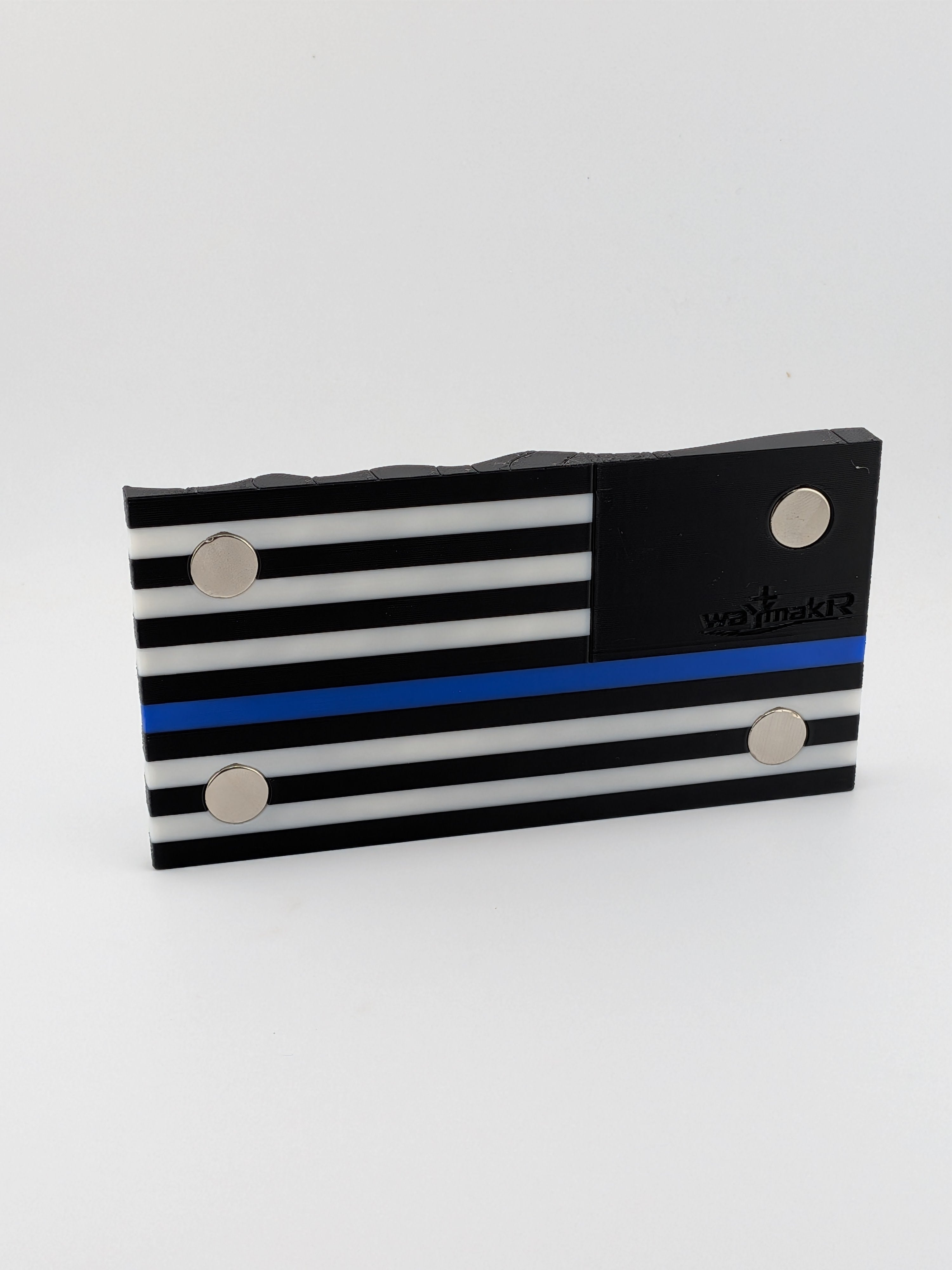 5.5 Inch Thin Line American Flag Waving Magnet Police Fire Military Silver