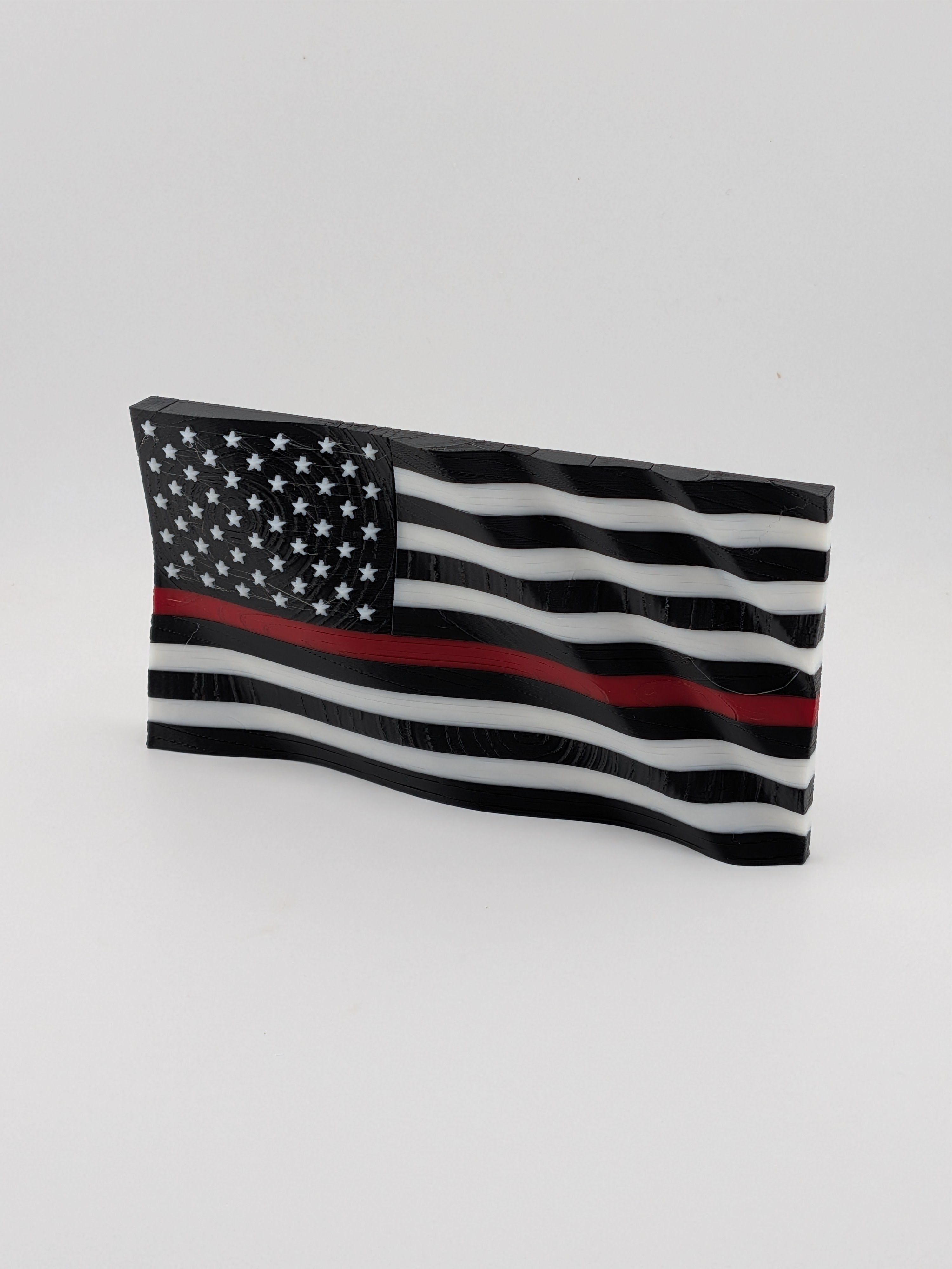 5.5 Inch Thin Line American Flag Waving Magnet Police Fire Military Silver