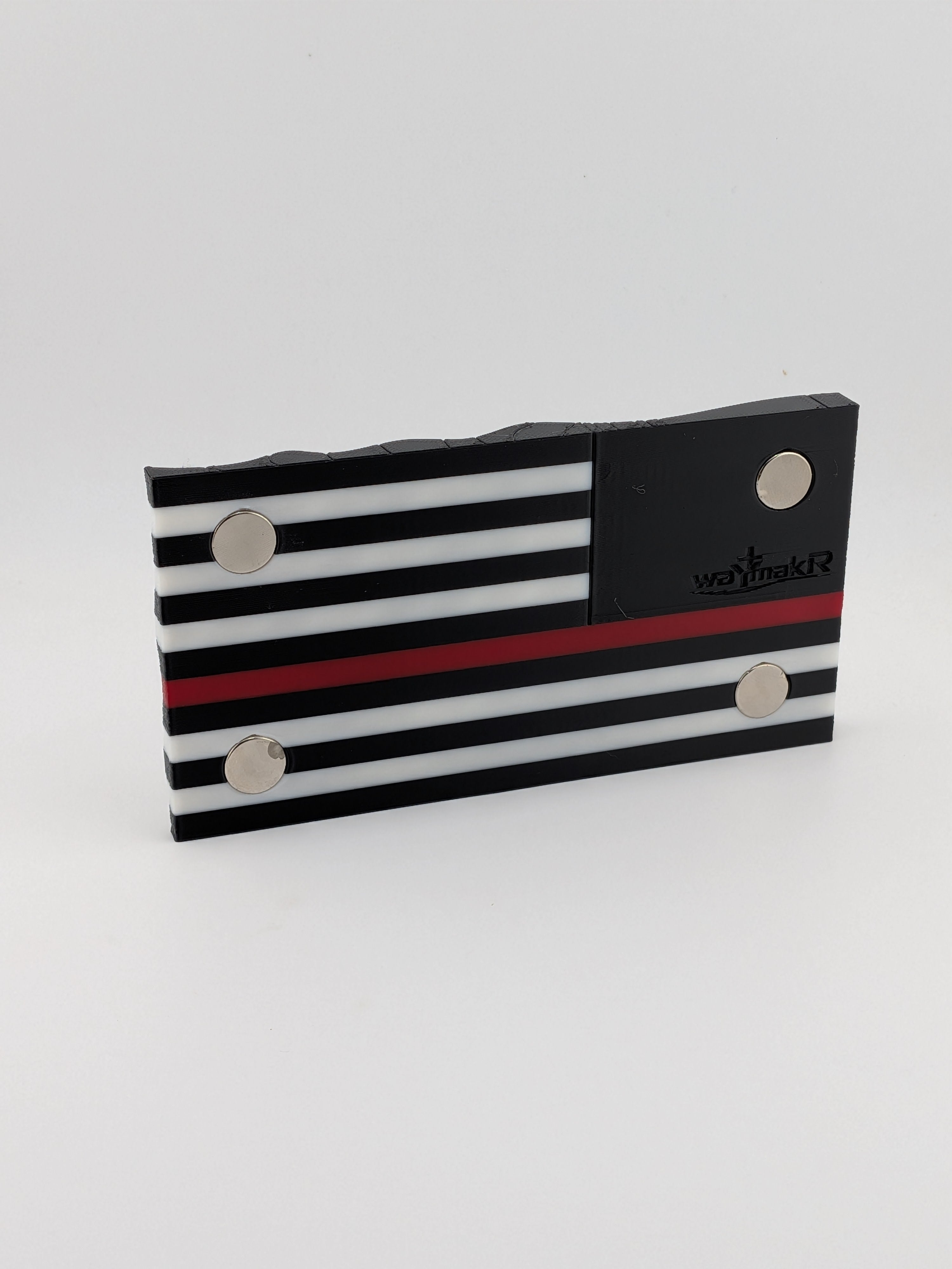 5.5 Inch Thin Line American Flag Waving Magnet Police Fire Military Silver