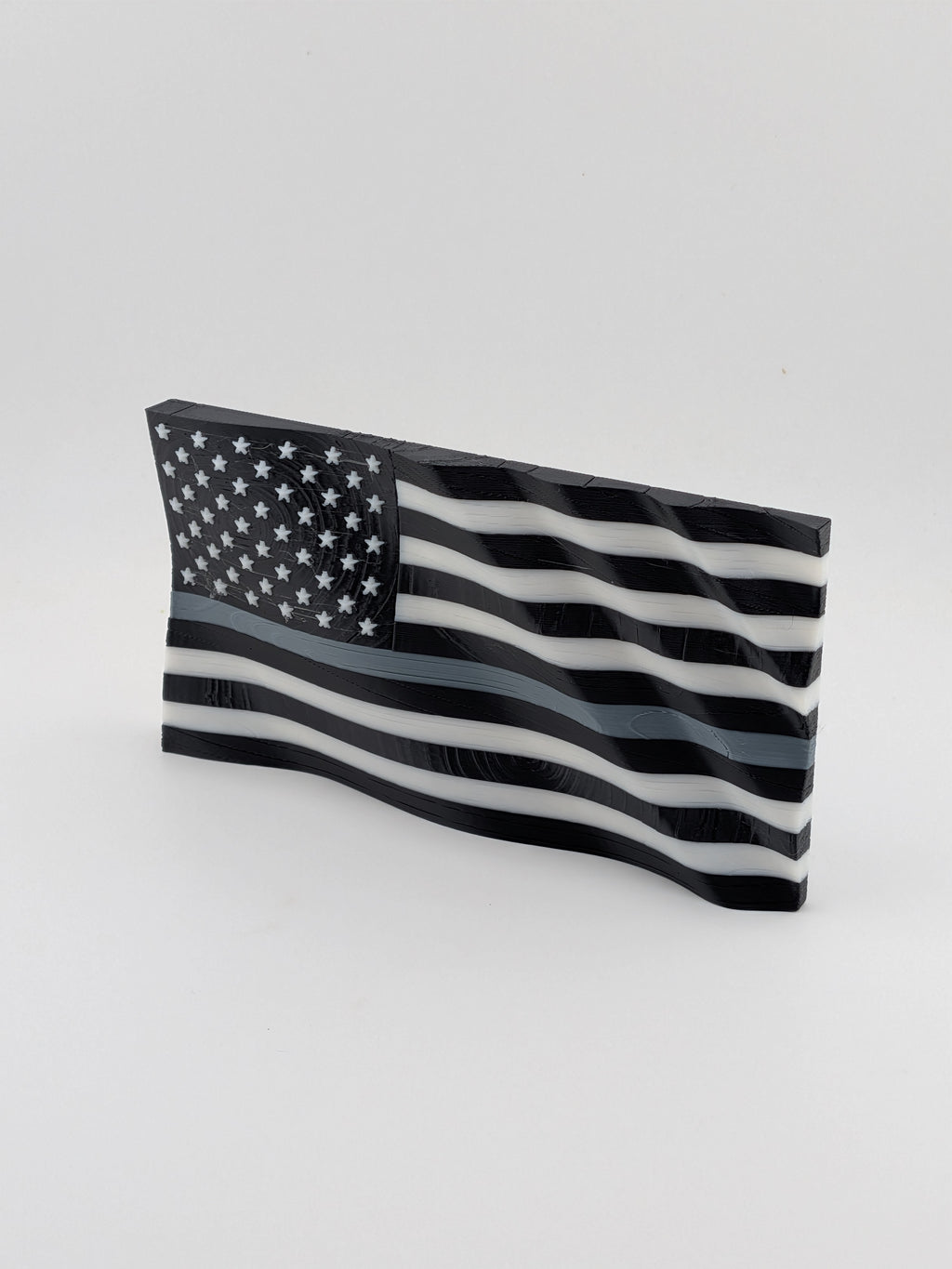 5.5 Inch Thin Line American Flag Waving Magnet Police Fire Military Silver