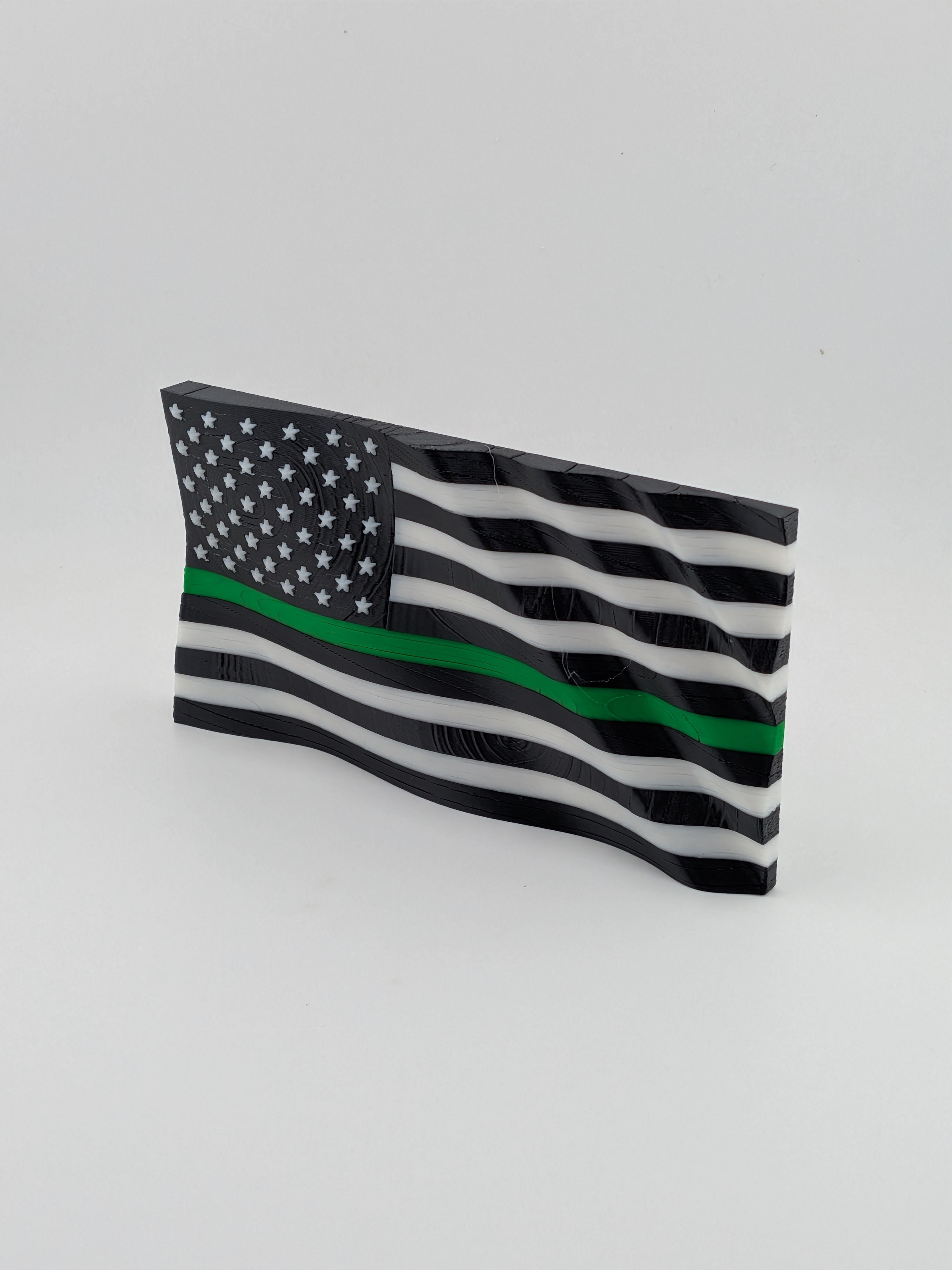 5.5 Inch Thin Line American Flag Waving Magnet Police Fire Military Silver