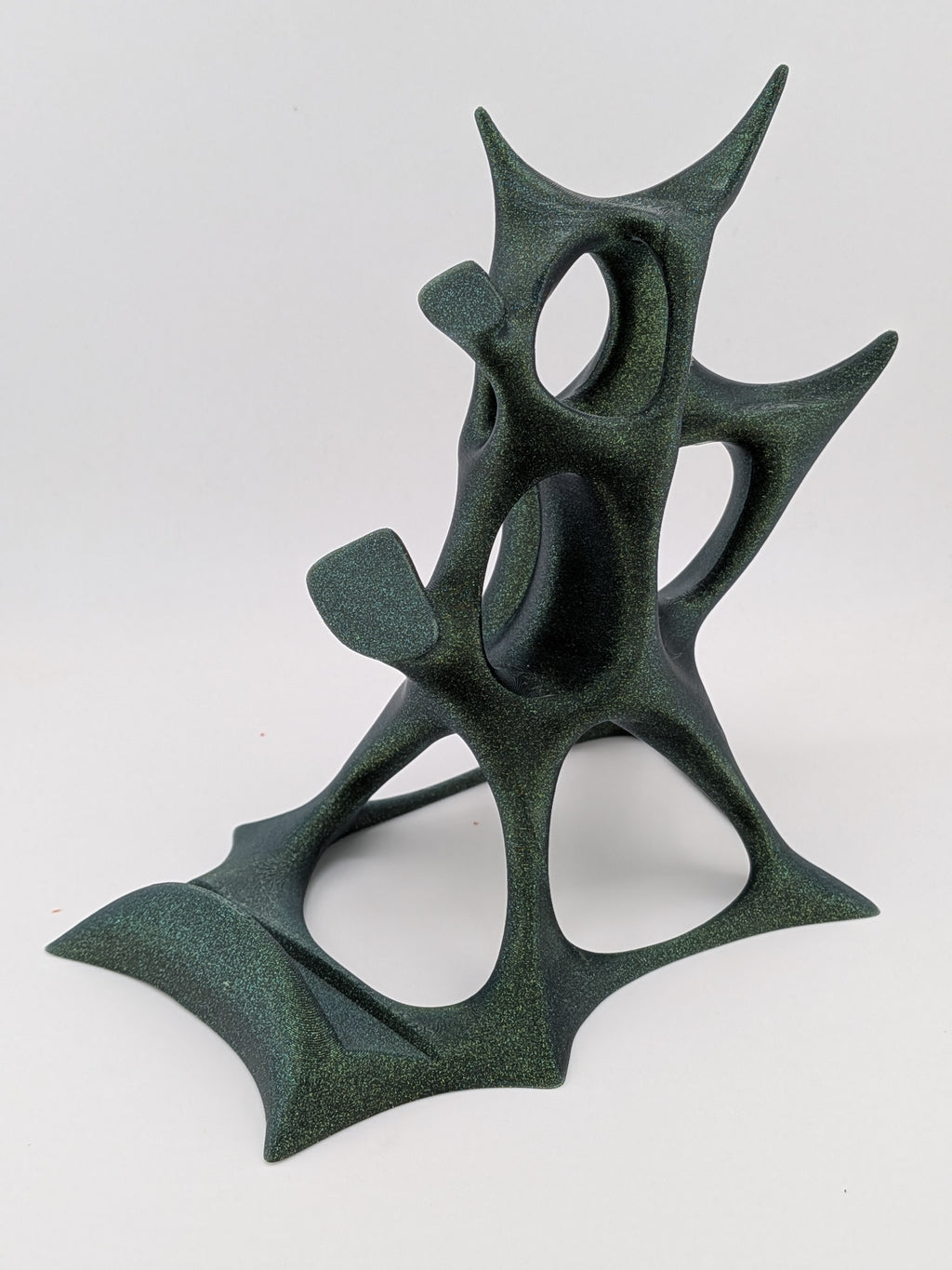 Futuristic Voronoi Cell Phone Stand Sparkle Green Galaxy Desktop Cradle