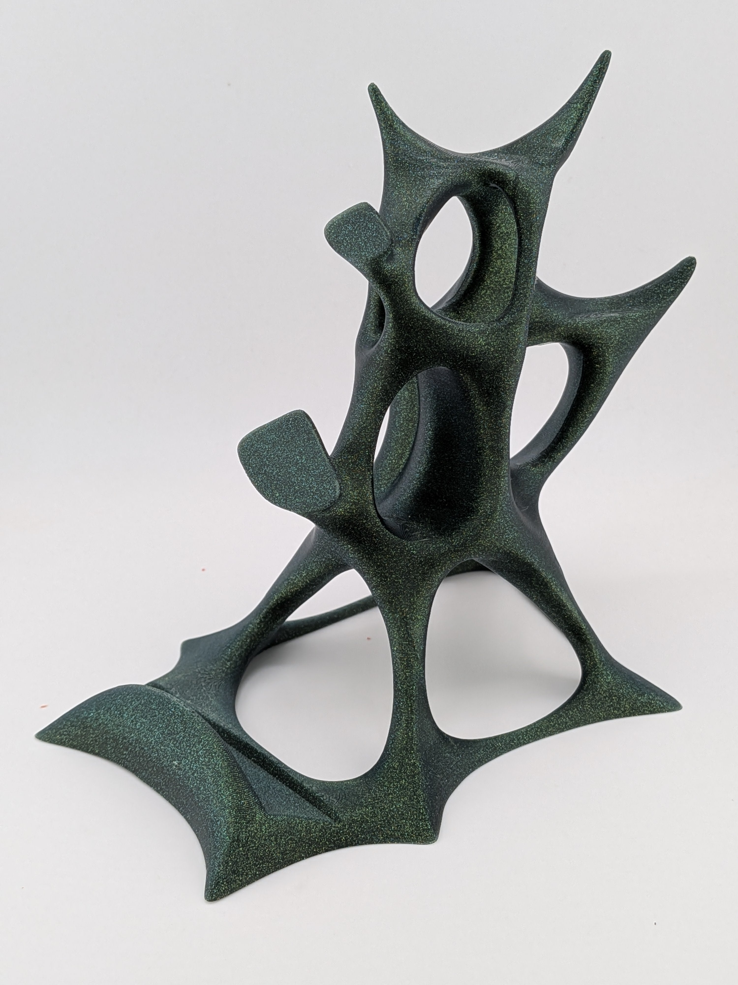 Futuristic Voronoi Cell Phone Stand Sparkle Green Galaxy Desktop Cradle