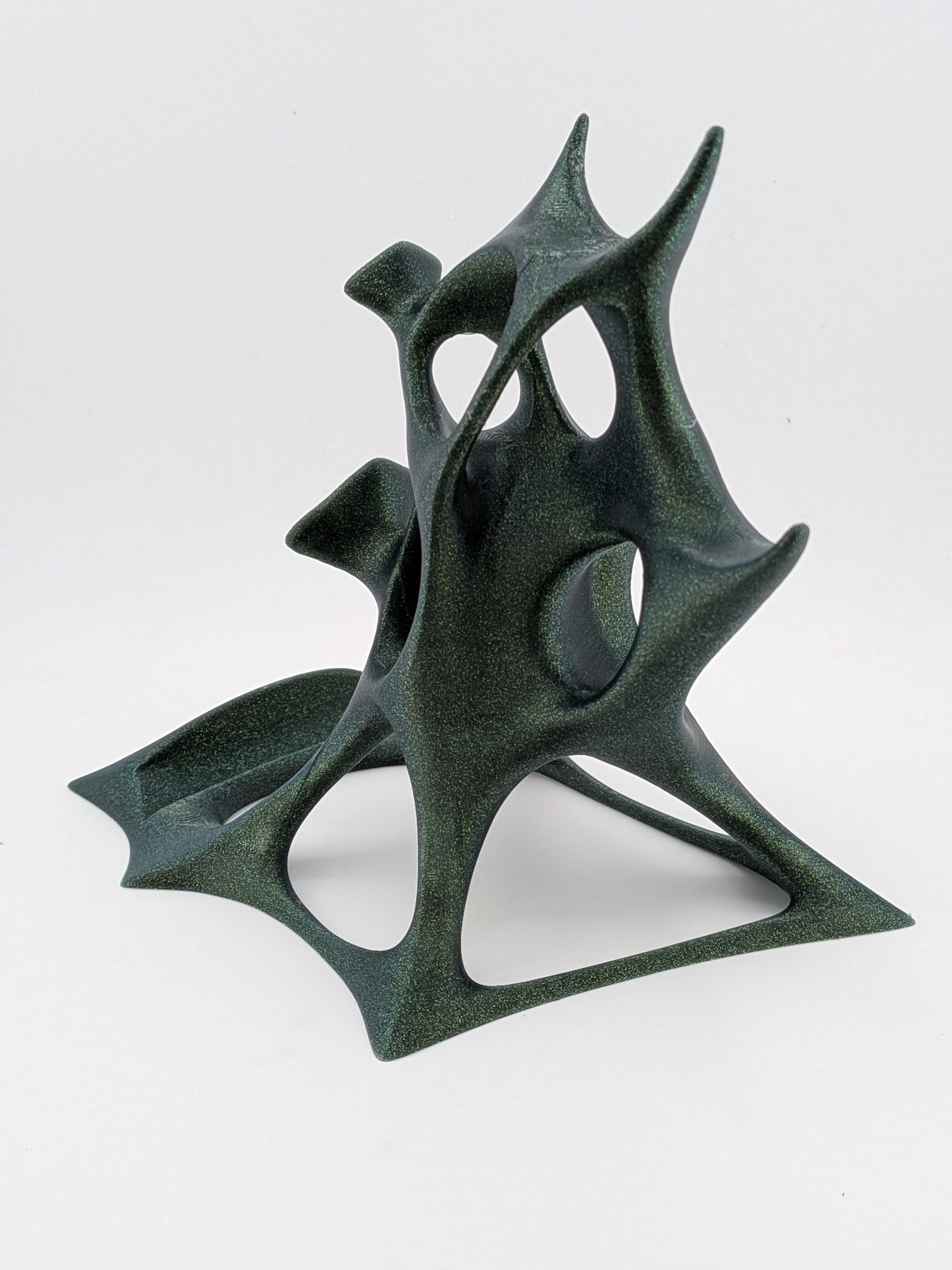 Futuristic Voronoi Cell Phone Stand Sparkle Green Galaxy Desktop Cradle