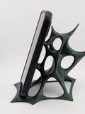 Futuristic Voronoi Cell Phone Stand Sparkle Green Galaxy Desktop Cradle