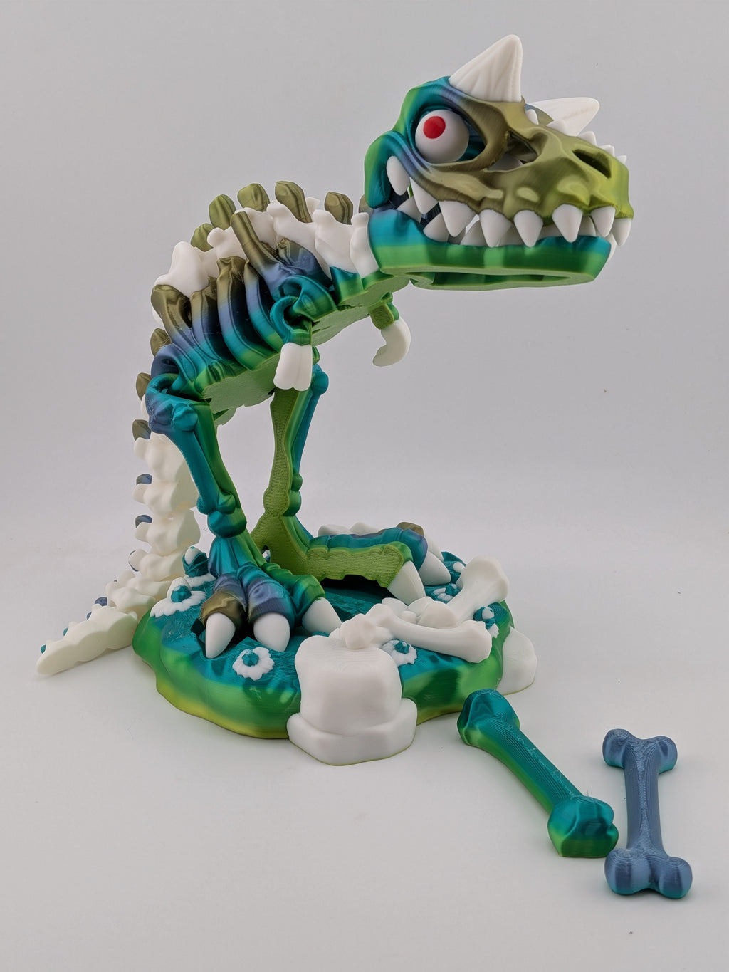 Skeleton Carnotaurus Dinosaur Figurine Silk PLA Fossil Display Stand Set