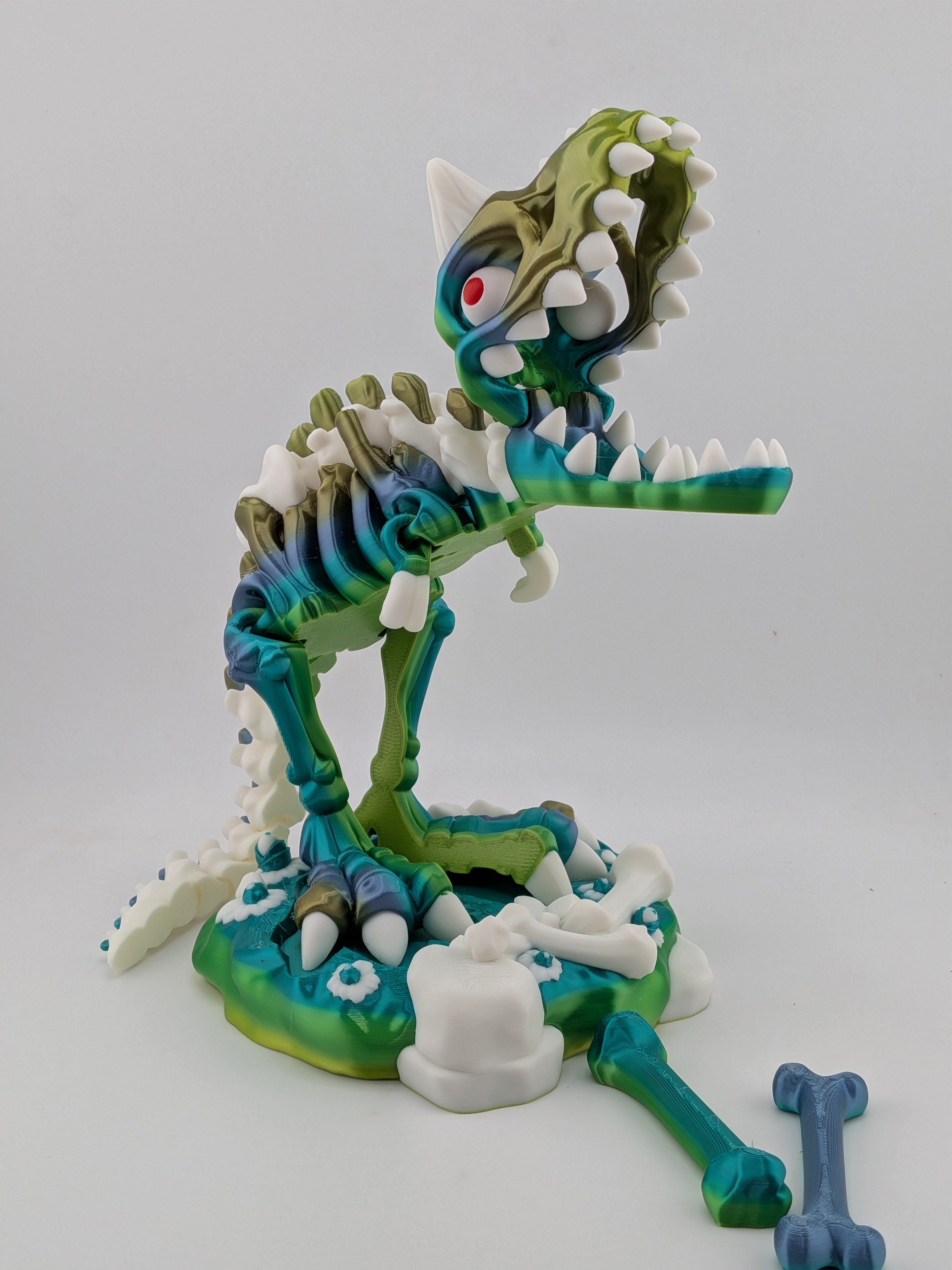 Skeleton Carnotaurus Dinosaur Figurine Silk PLA Fossil Display Stand Set