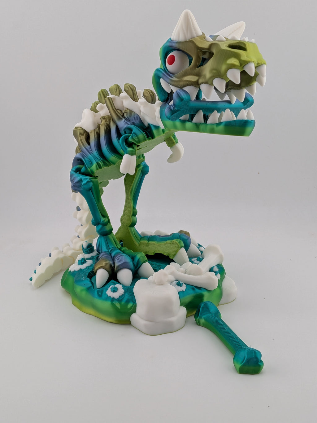 Skeleton Carnotaurus Dinosaur Figurine Silk PLA Fossil Display Stand Set