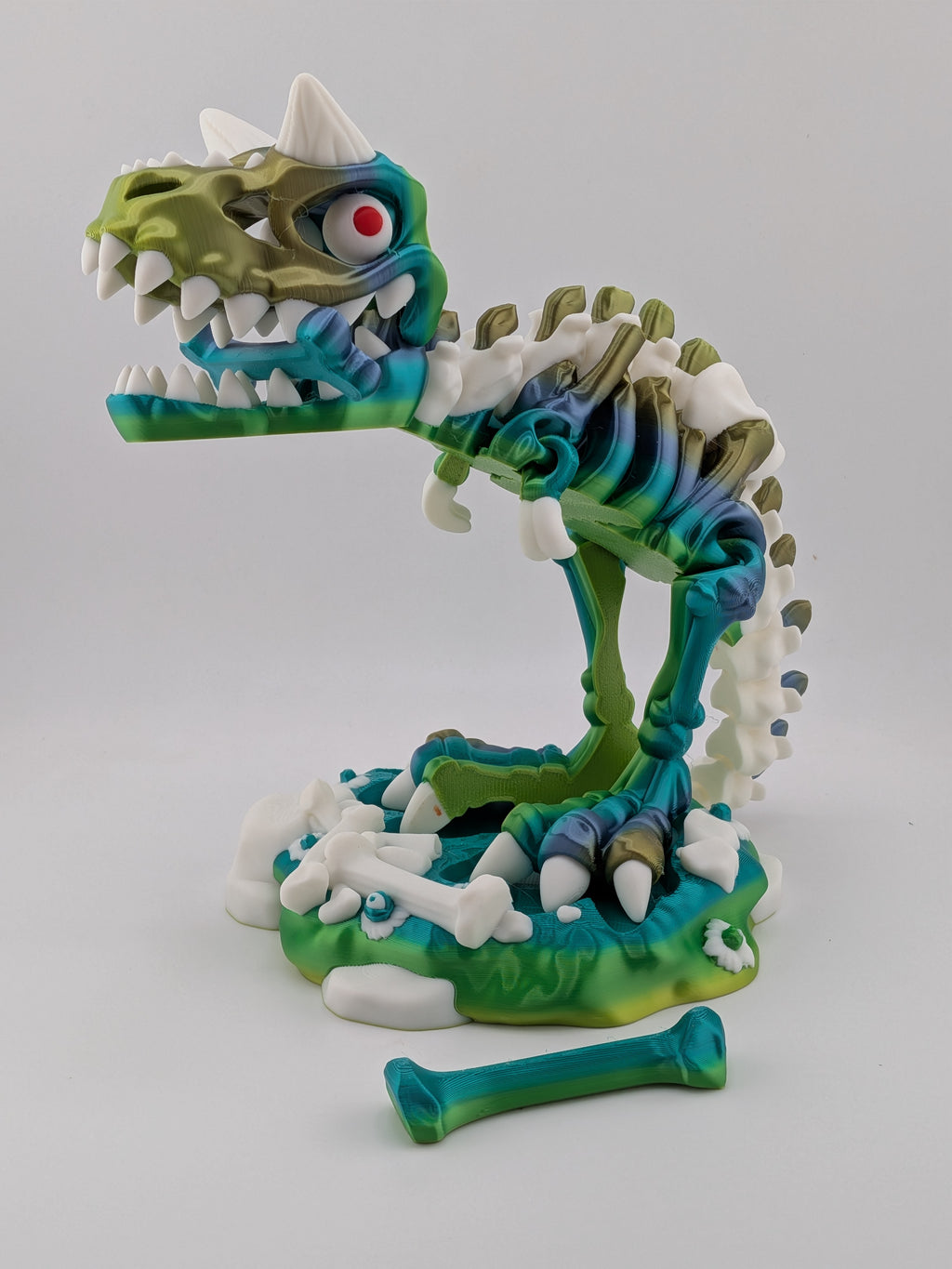 Skeleton Carnotaurus Dinosaur Figurine Silk PLA Fossil Display Stand Set