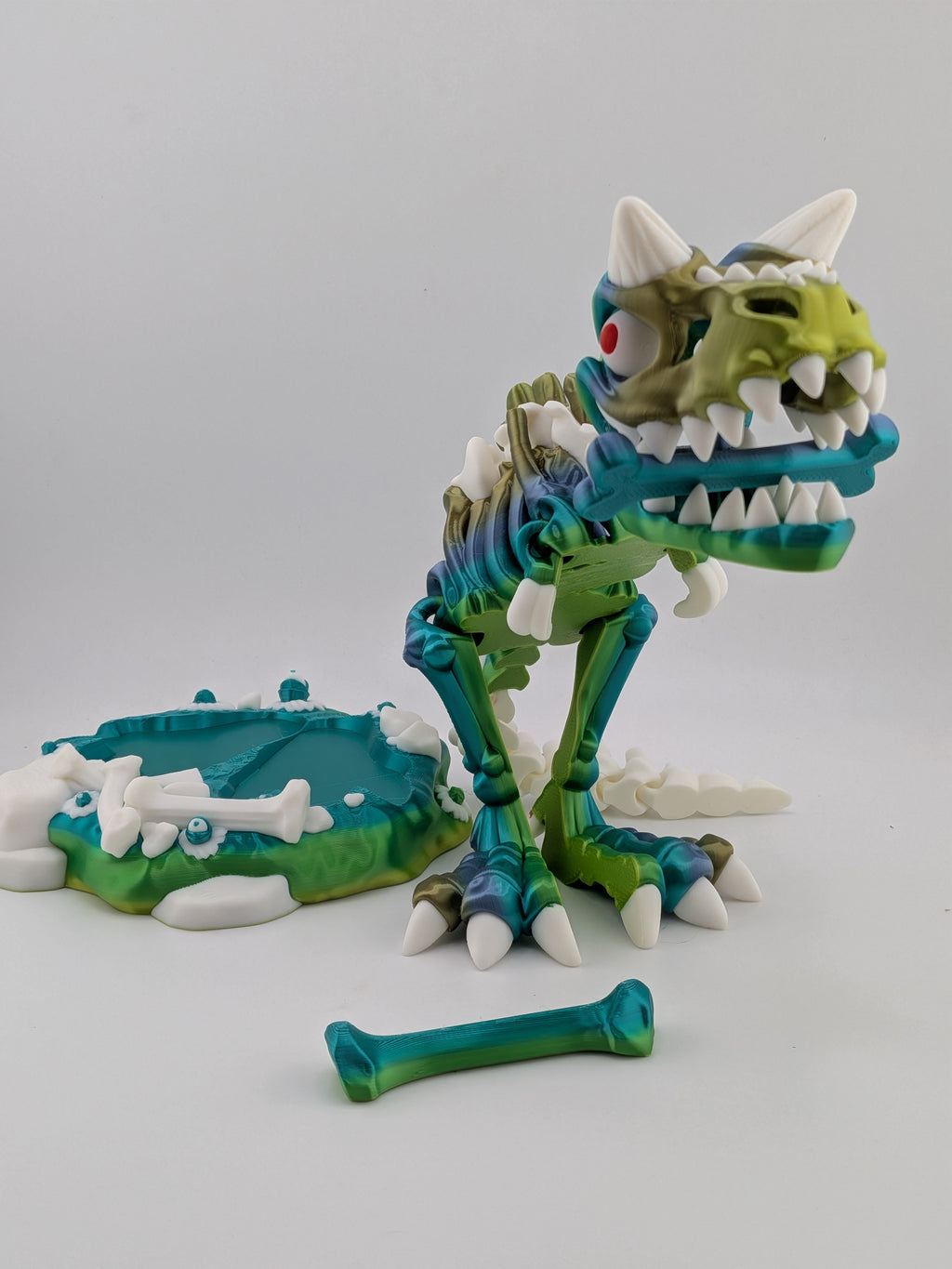 Skeleton Carnotaurus Dinosaur Figurine Silk PLA Fossil Display Stand Set