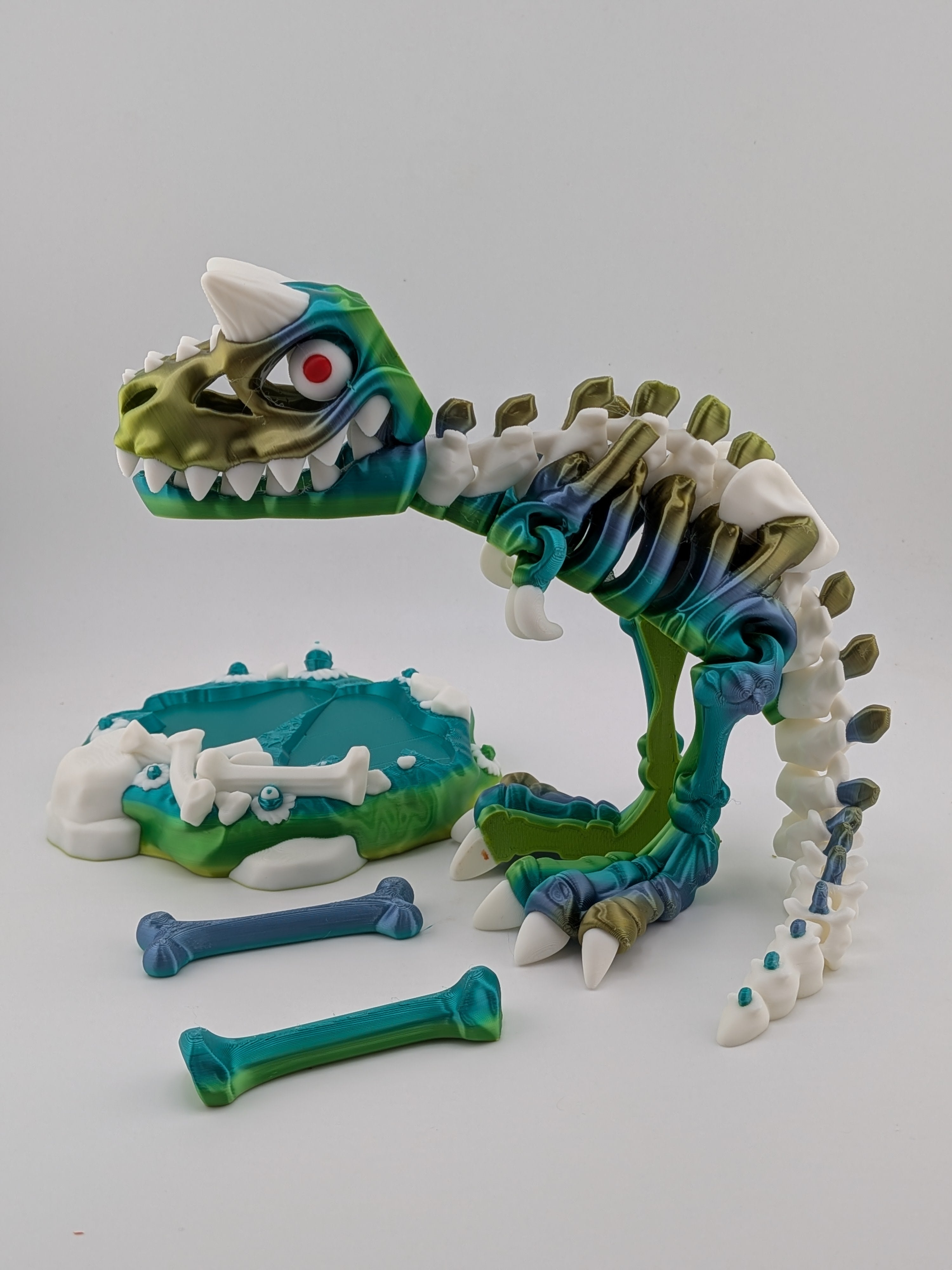 Skeleton Carnotaurus Dinosaur Figurine Silk PLA Fossil Display Stand Set