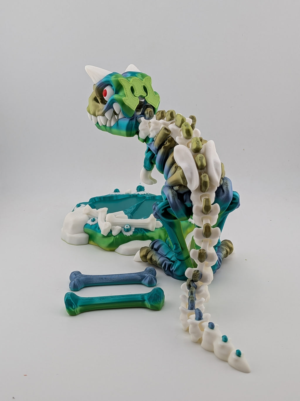 Skeleton Carnotaurus Dinosaur Figurine Silk PLA Fossil Display Stand Set