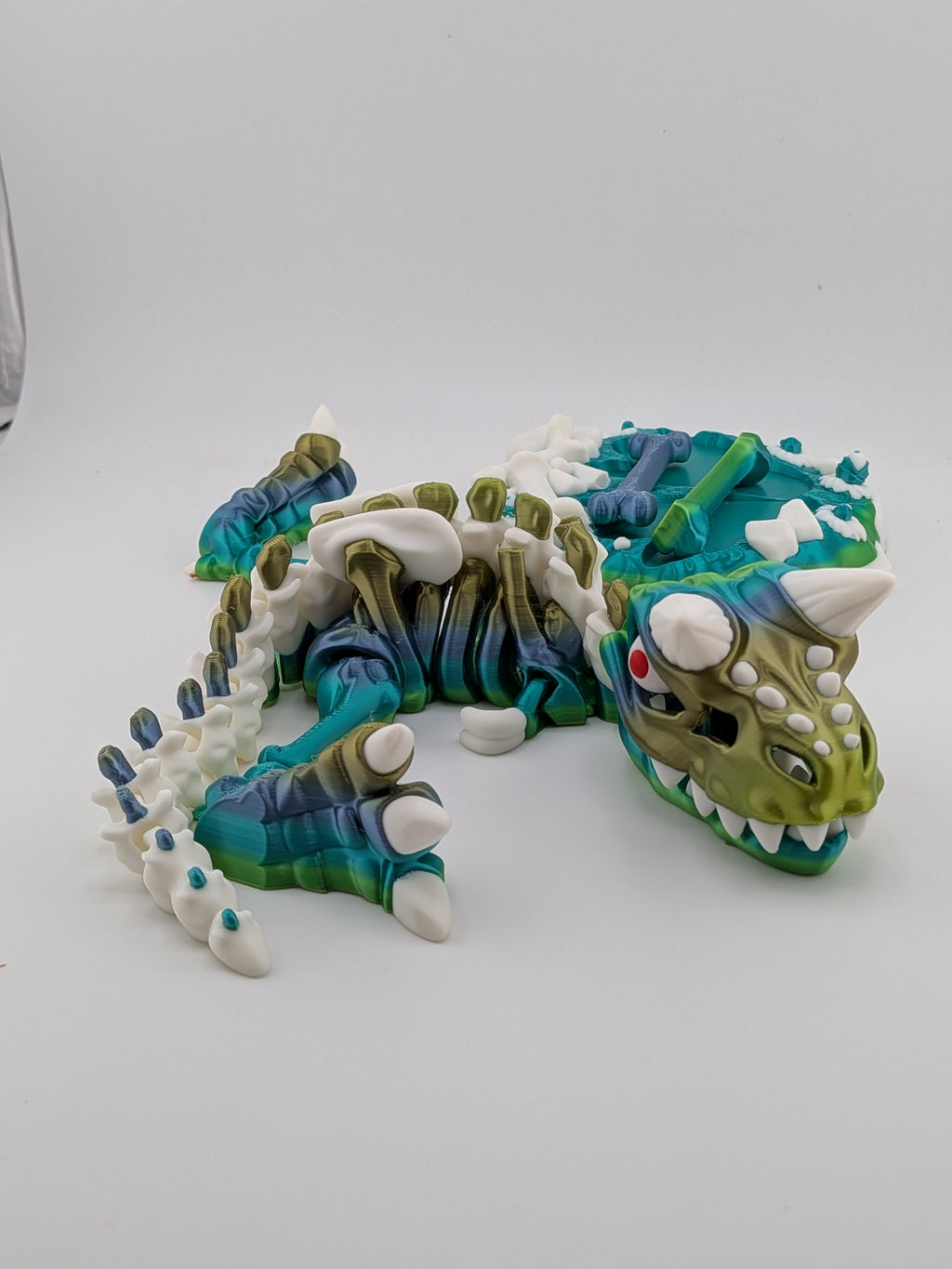 Skeleton Carnotaurus Dinosaur Figurine Silk PLA Fossil Display Stand Set