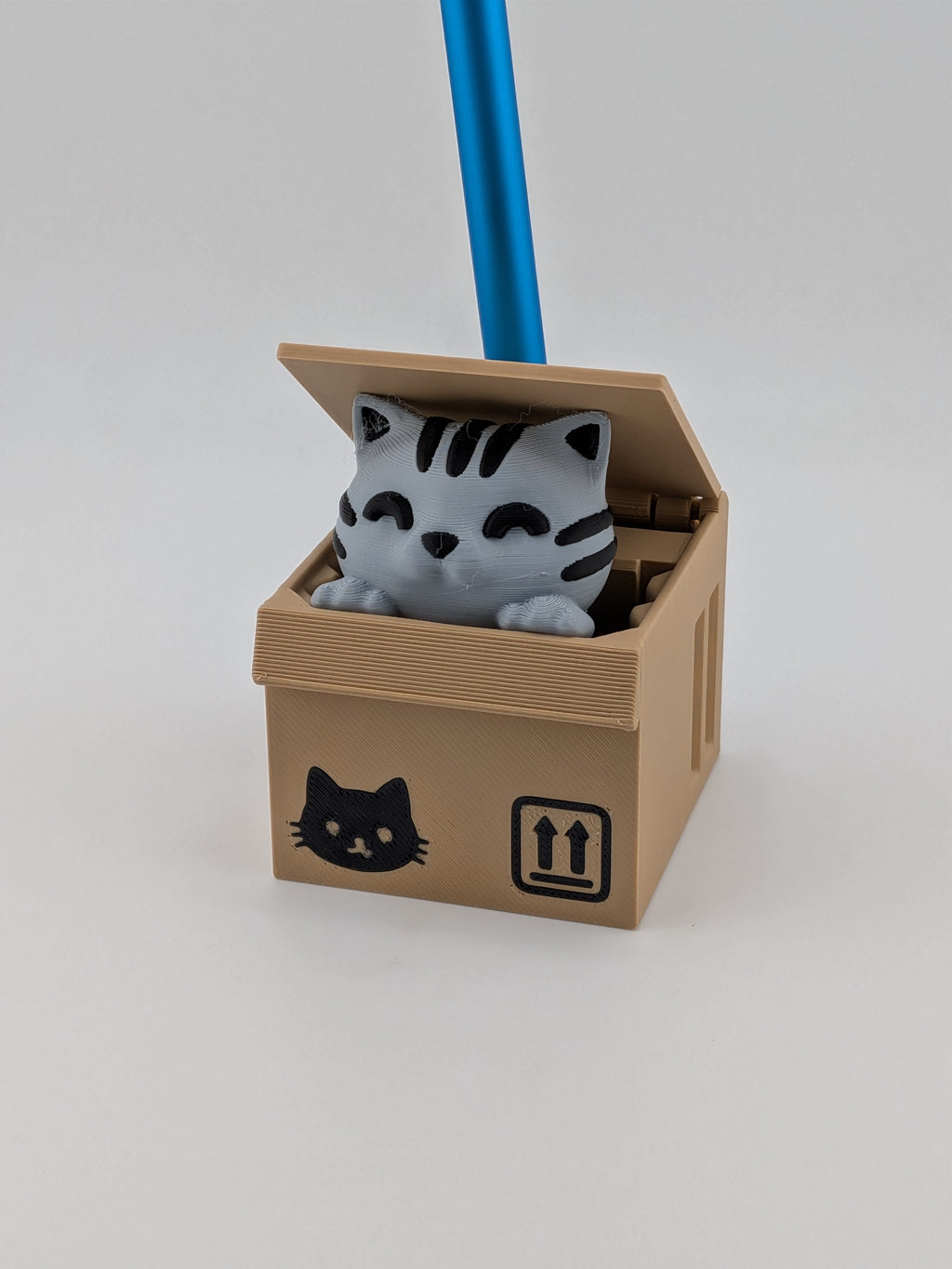 Cat Box Pop-Up Pen Holder Interactive Pop Up Kitty Box Desk Organizer