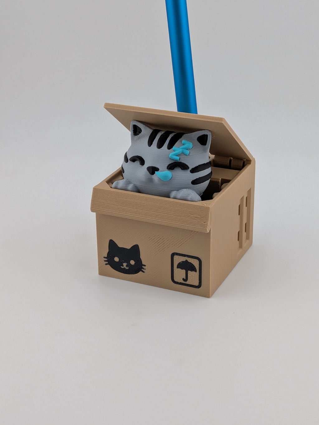 Cat Box Pop-Up Pen Holder Interactive Pop Up Kitty Box Desk Organizer