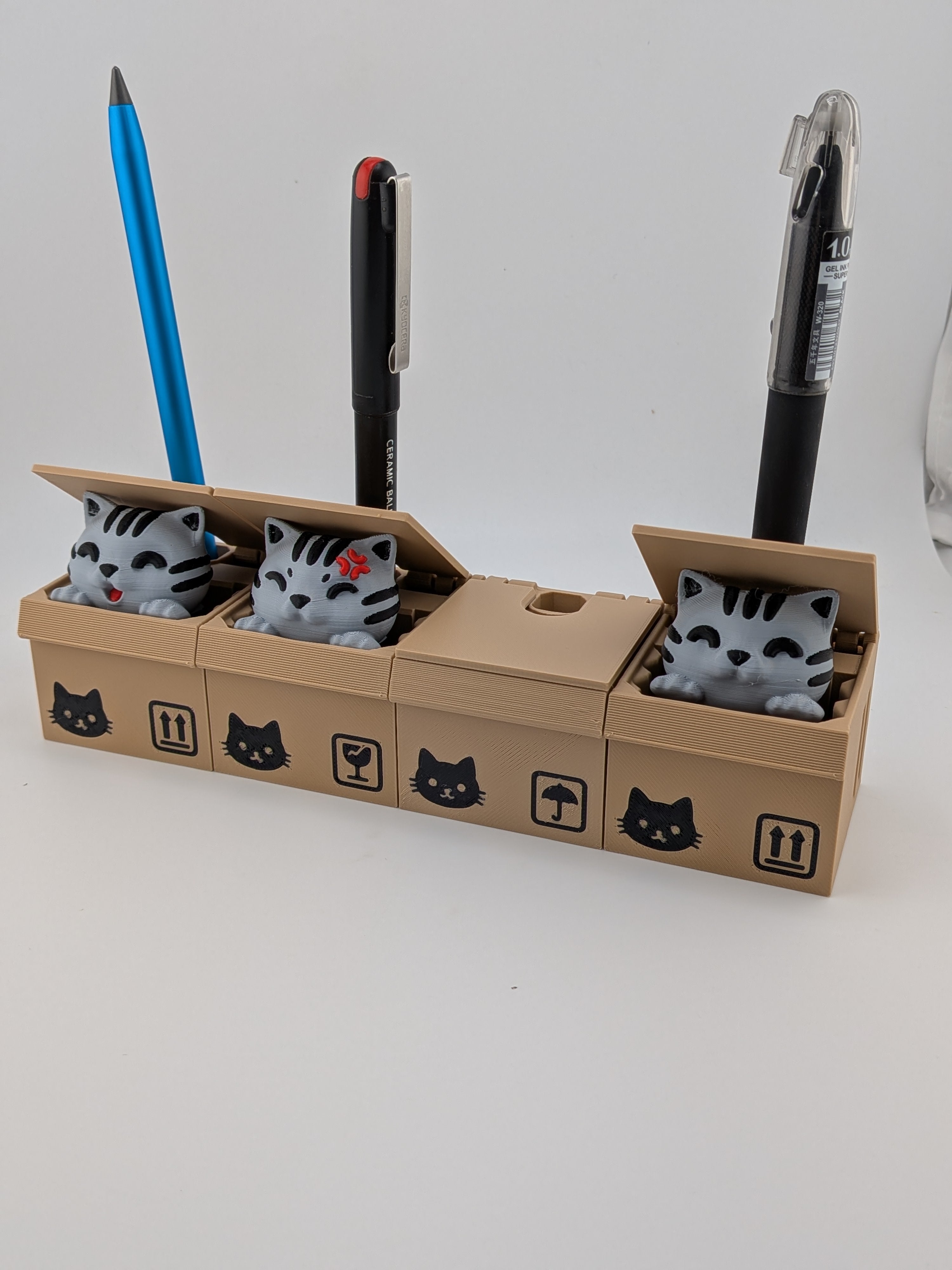Cat Box Pop-Up Pen Holder Interactive Pop Up Kitty Box Desk Organizer