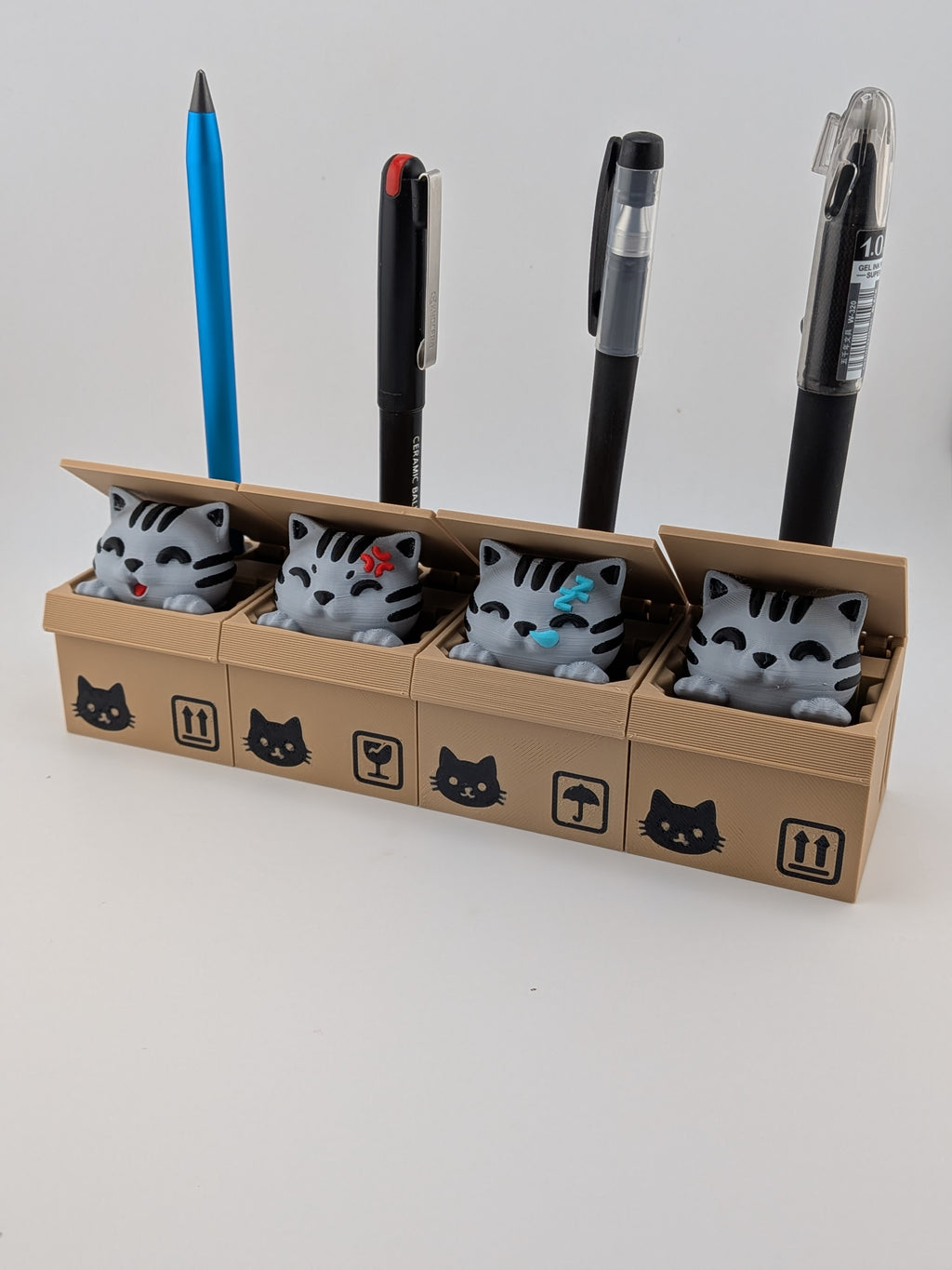 Cat Box Pop-Up Pen Holder Interactive Pop Up Kitty Box Desk Organizer