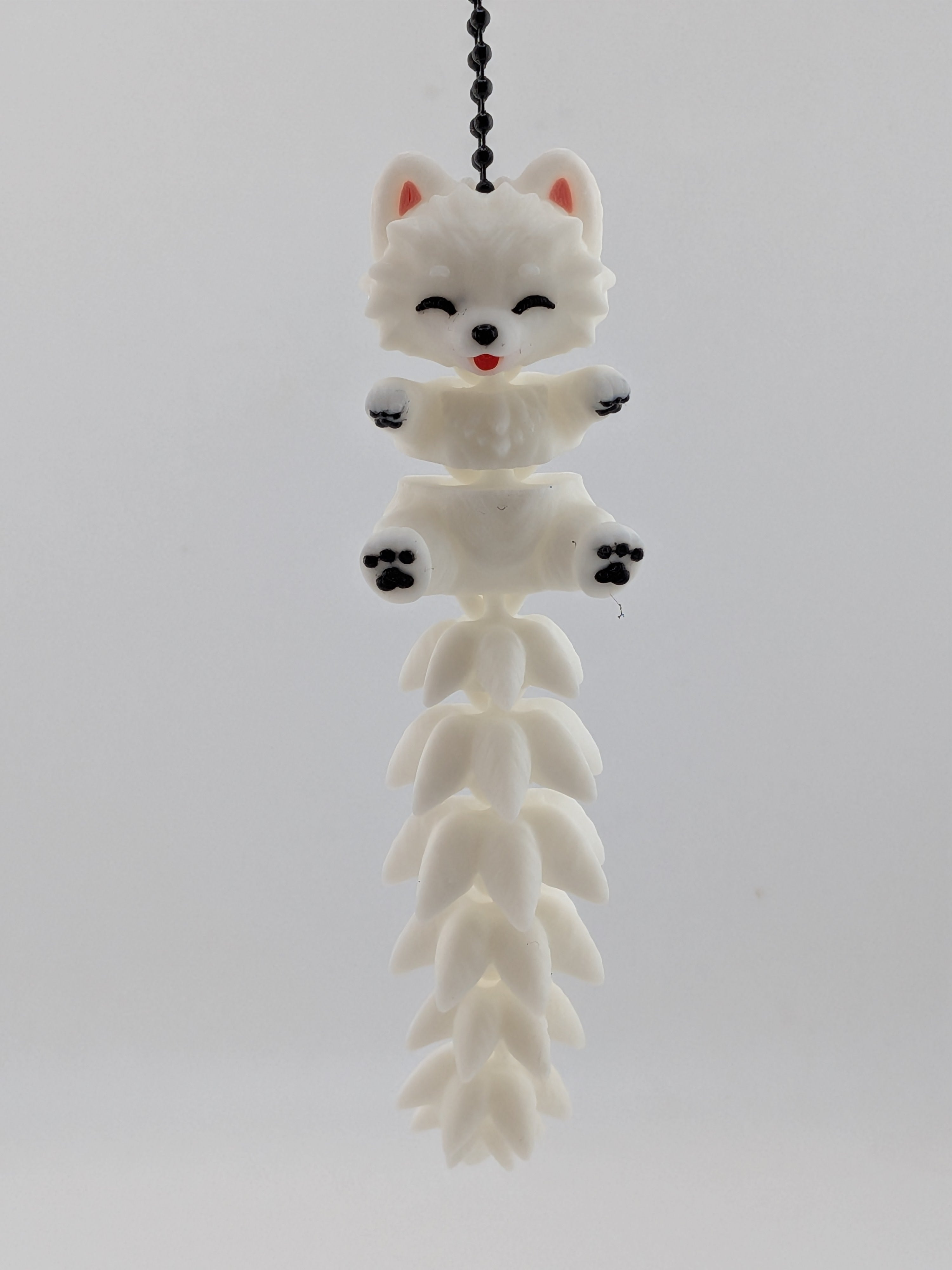 Cute Flexi Samoyed Dog Articulated Keychain Fluffy Tail Puppy Charm