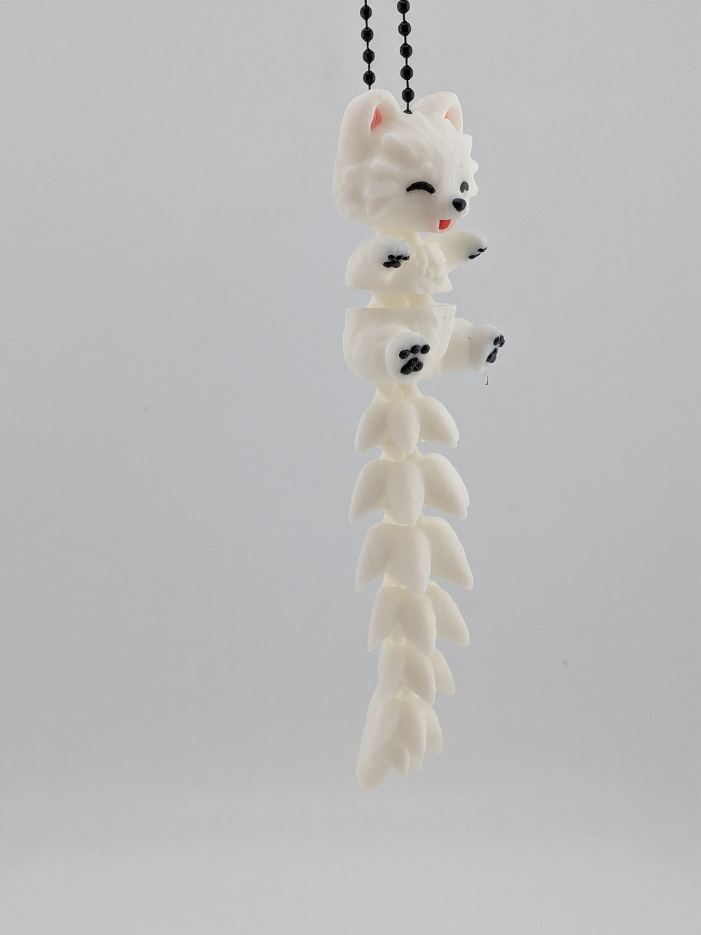 Cute Flexi Samoyed Dog Articulated Keychain Fluffy Tail Puppy Charm