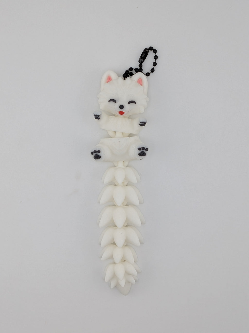 Cute Flexi Samoyed Dog Articulated Keychain Fluffy Tail Puppy Charm