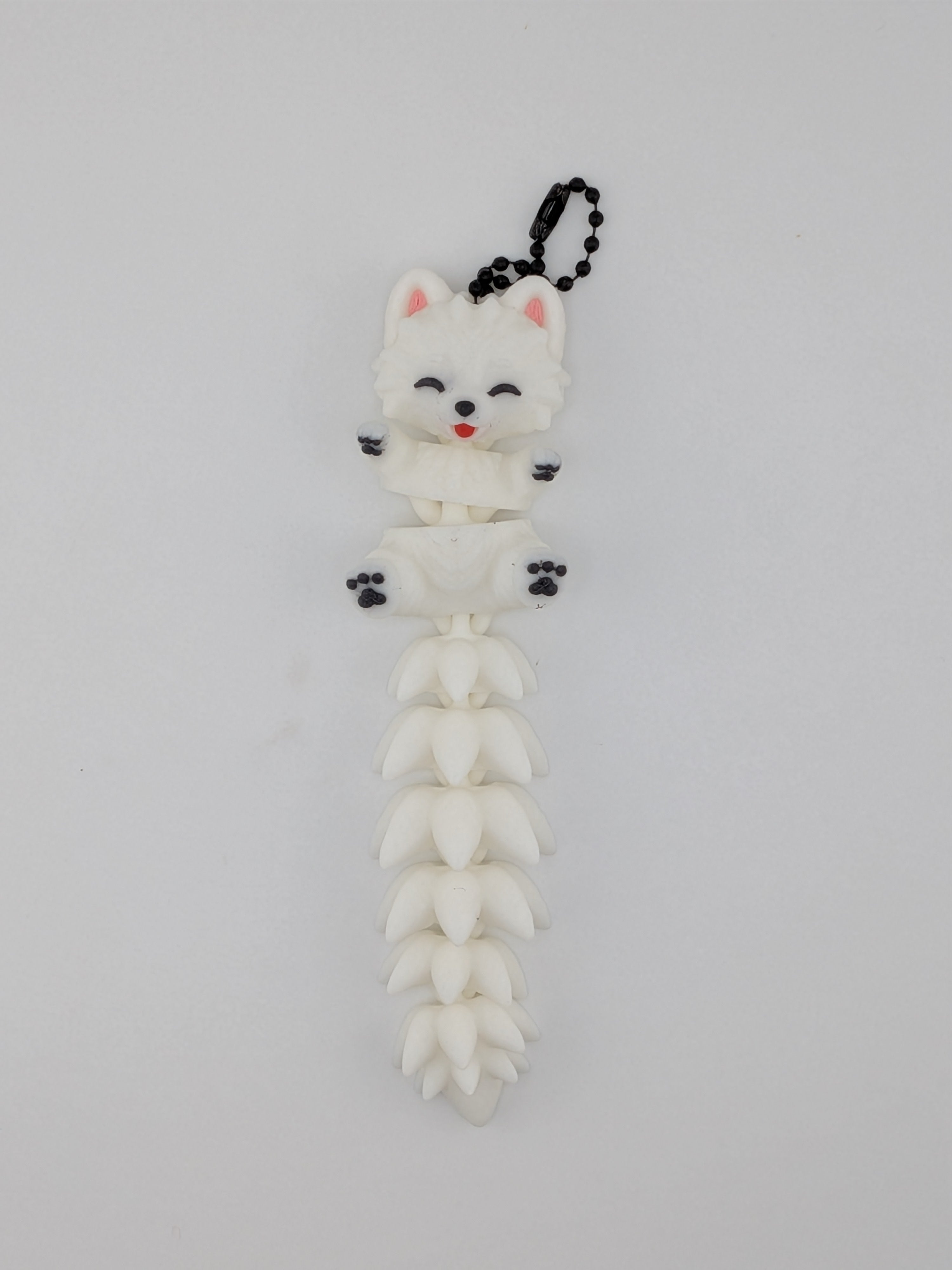 Cute Flexi Samoyed Dog Articulated Keychain Fluffy Tail Puppy Charm