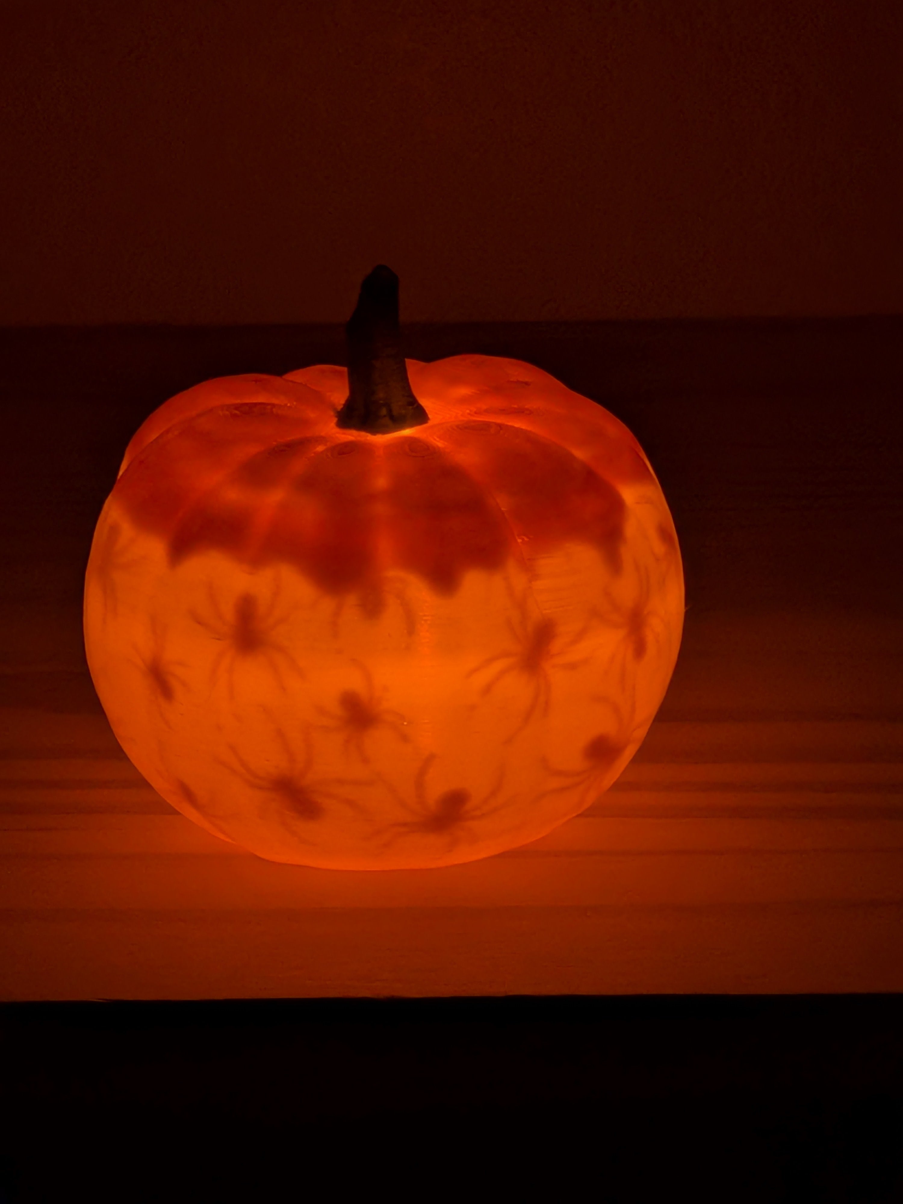 Hidden Lithophane Shadow Pumpkin Glowing Halloween Jack-o'-Lantern Decor