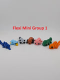 Mini Flexi Animal Keychain Set 7 Pack 3D Printed Backpack Fidget Cable Keyring