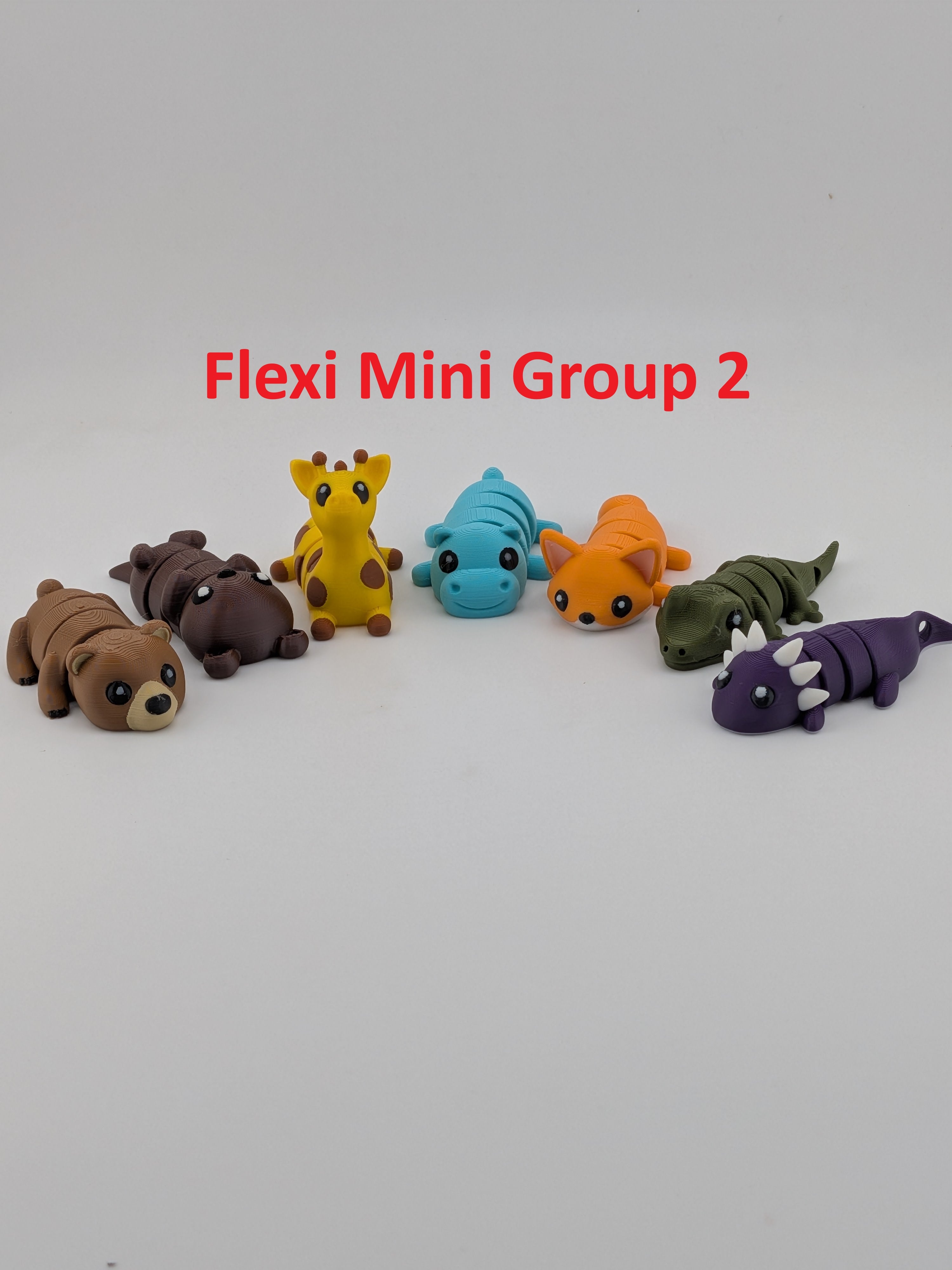 Mini Flexi Animal Keychain Set 7 Pack 3D Printed Backpack Fidget Cable Keyring