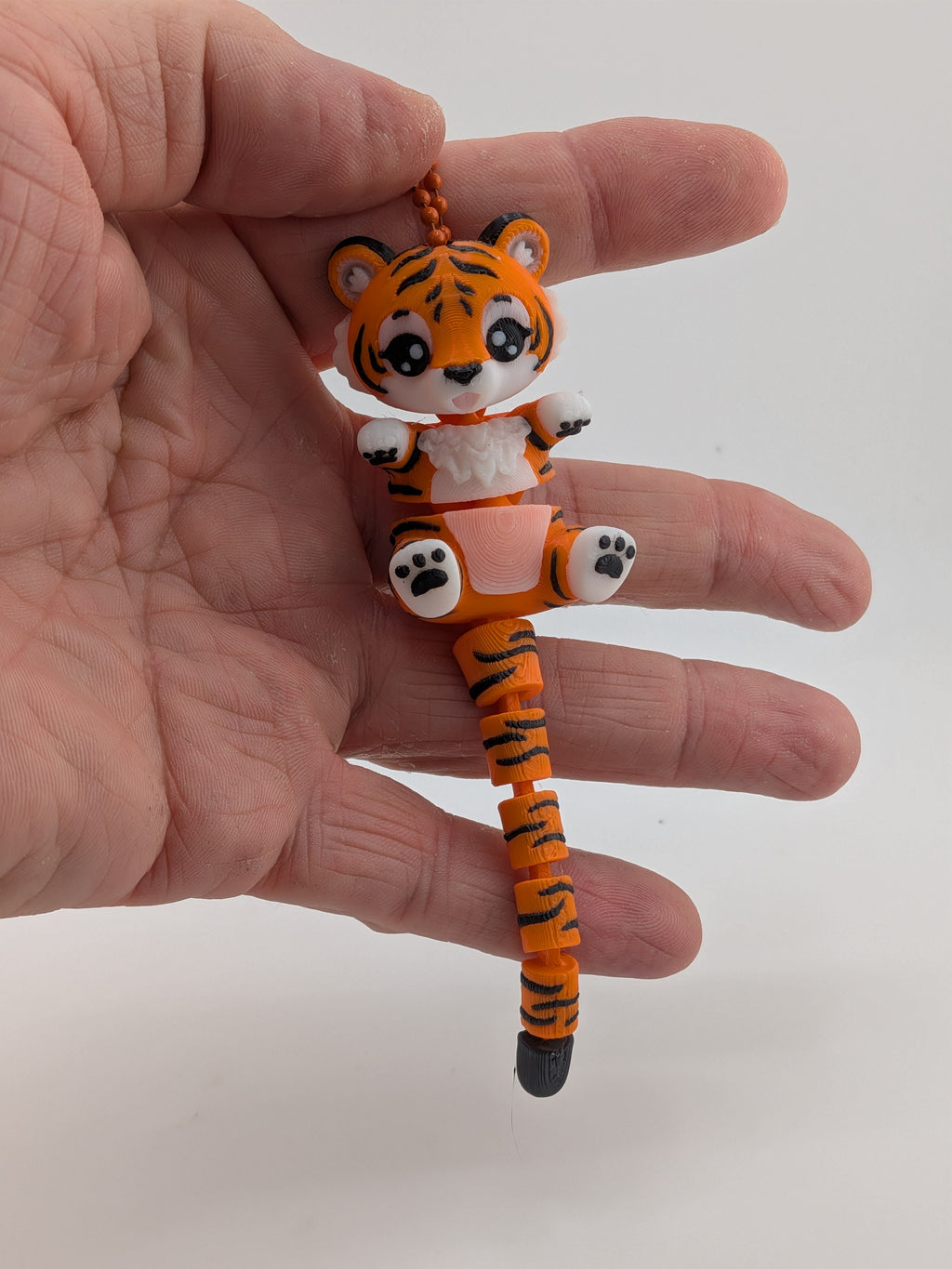 Articulated Tiger Keychain Buddy Flexi Wild Cat Toy Rose Gold Clasp