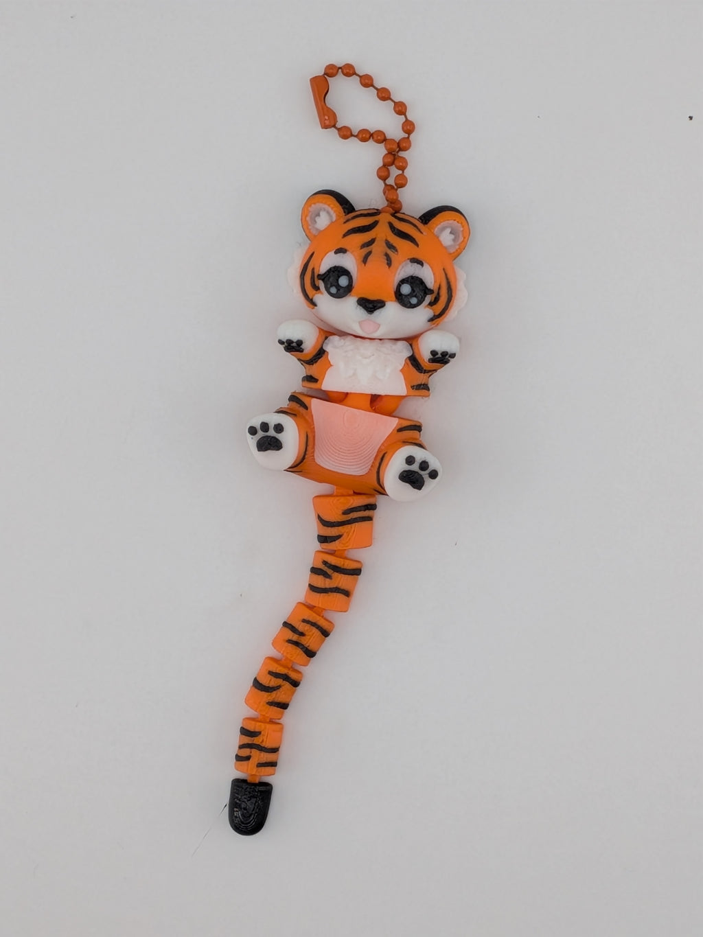 Articulated Tiger Keychain Buddy Flexi Wild Cat Toy Rose Gold Clasp