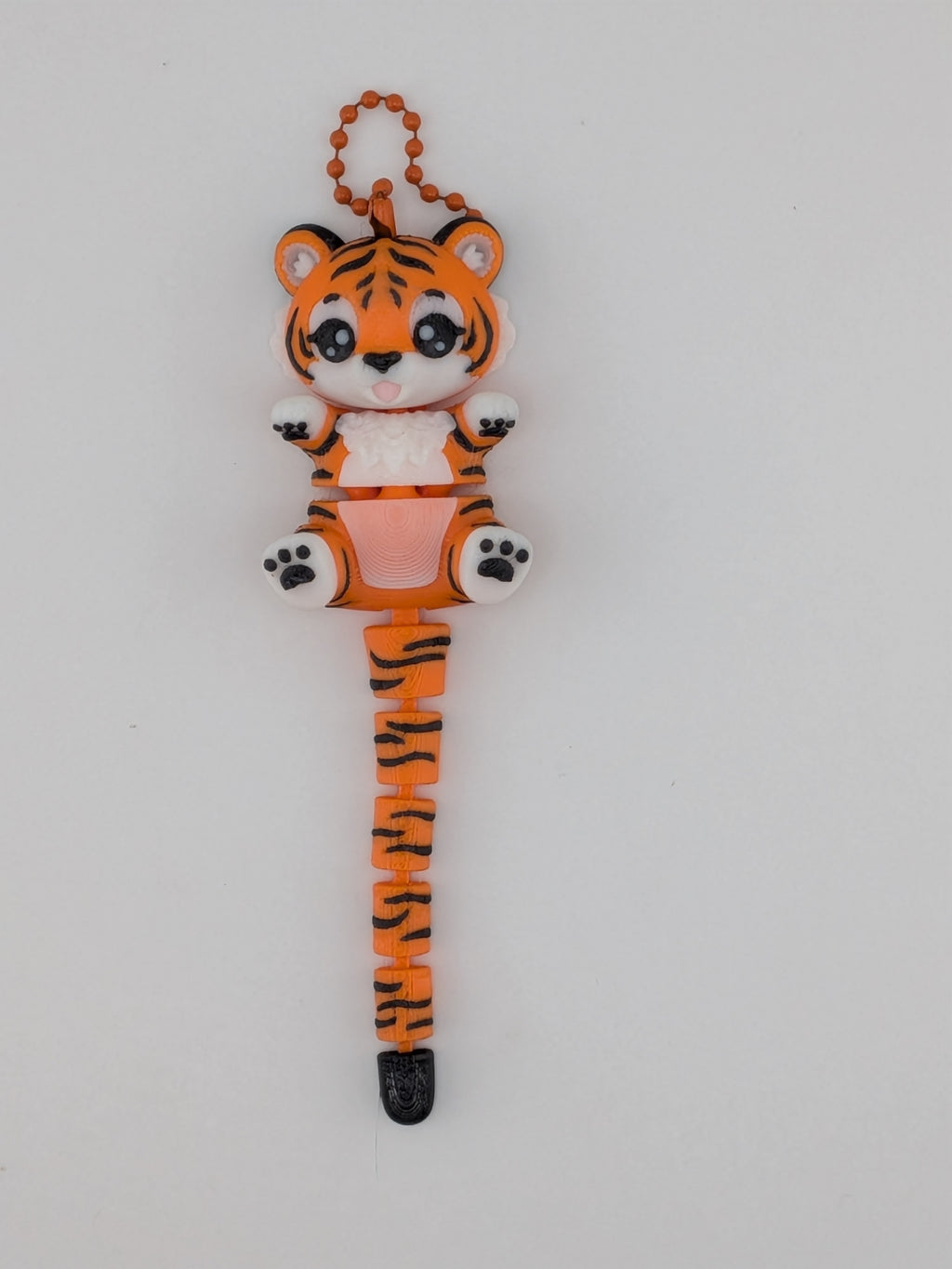 Articulated Tiger Keychain Buddy Flexi Wild Cat Toy Rose Gold Clasp