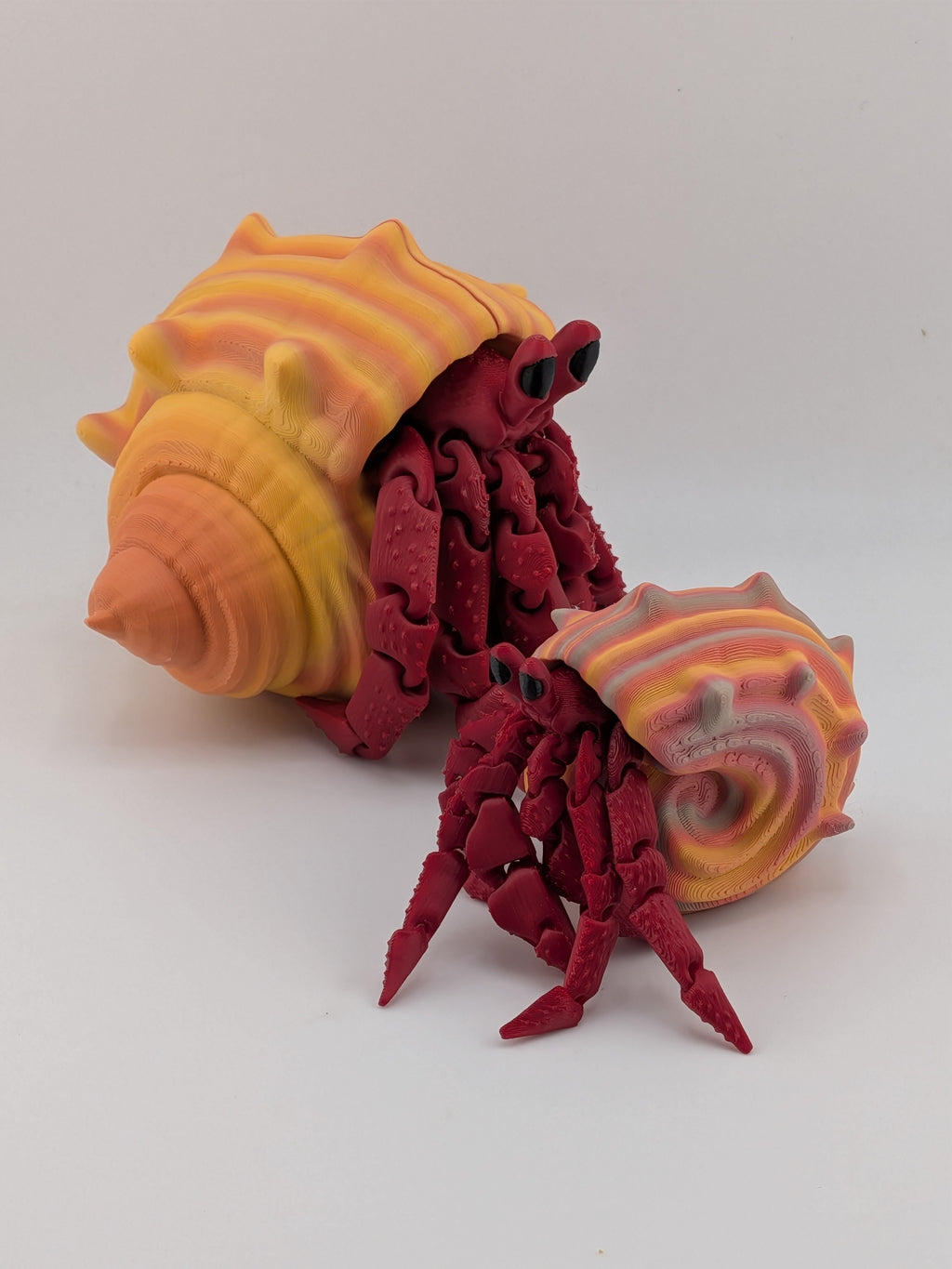🦀🐚 Interactive Flexi Hermit Crabs! ✨ Mommy & Baby Sizes with Removable Shells 🌊🧡