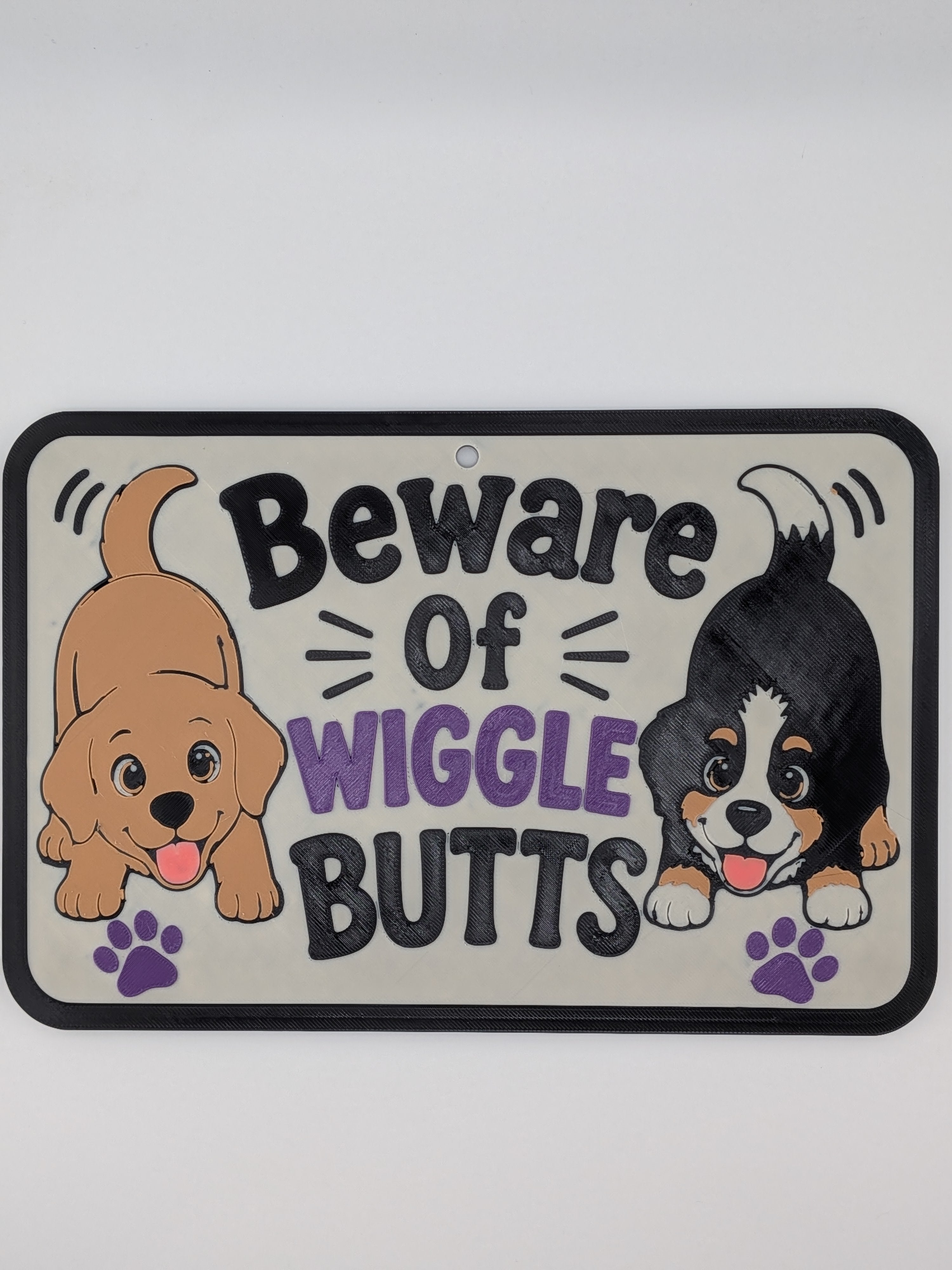 Beware Of Wiggle Butts Pet Sign 3D Printed Dog Cat Wall Decor Plaque