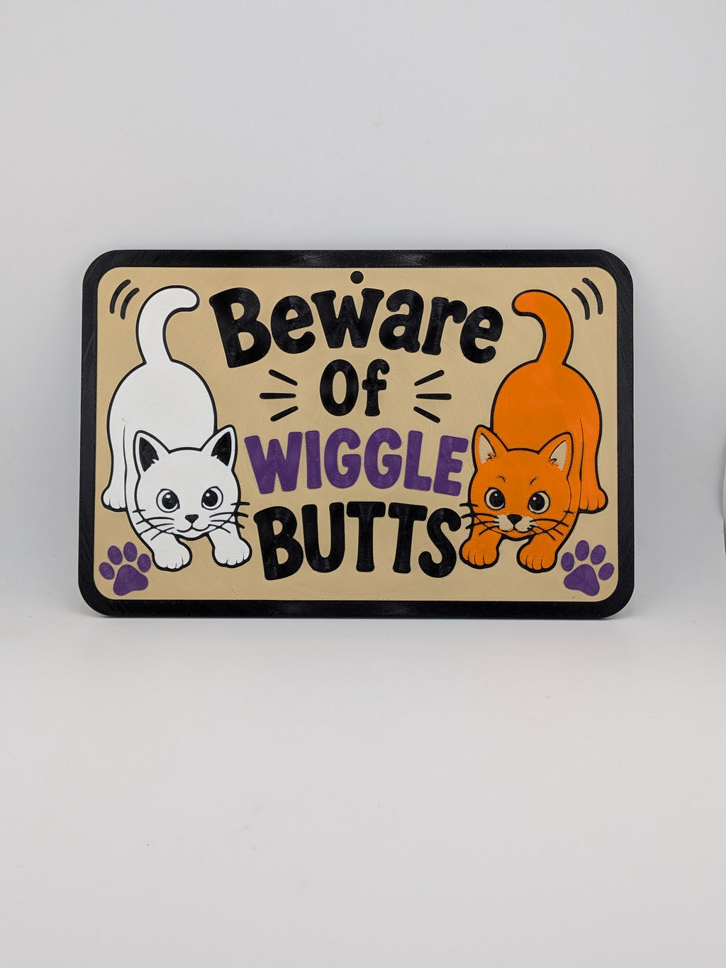Beware Of Wiggle Butts Pet Sign 3D Printed Dog Cat Wall Decor Plaque