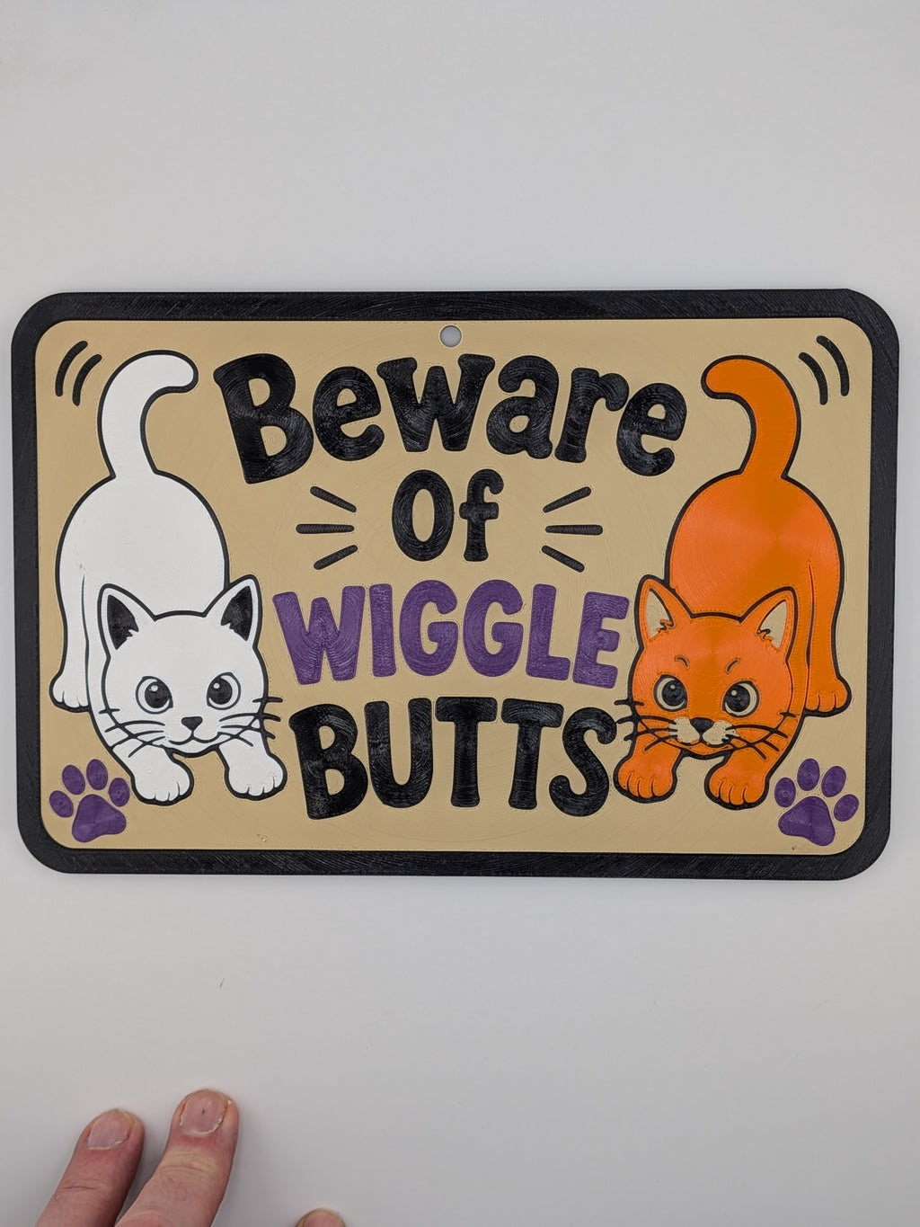 Beware Of Wiggle Butts Pet Sign 3D Printed Dog Cat Wall Decor Plaque