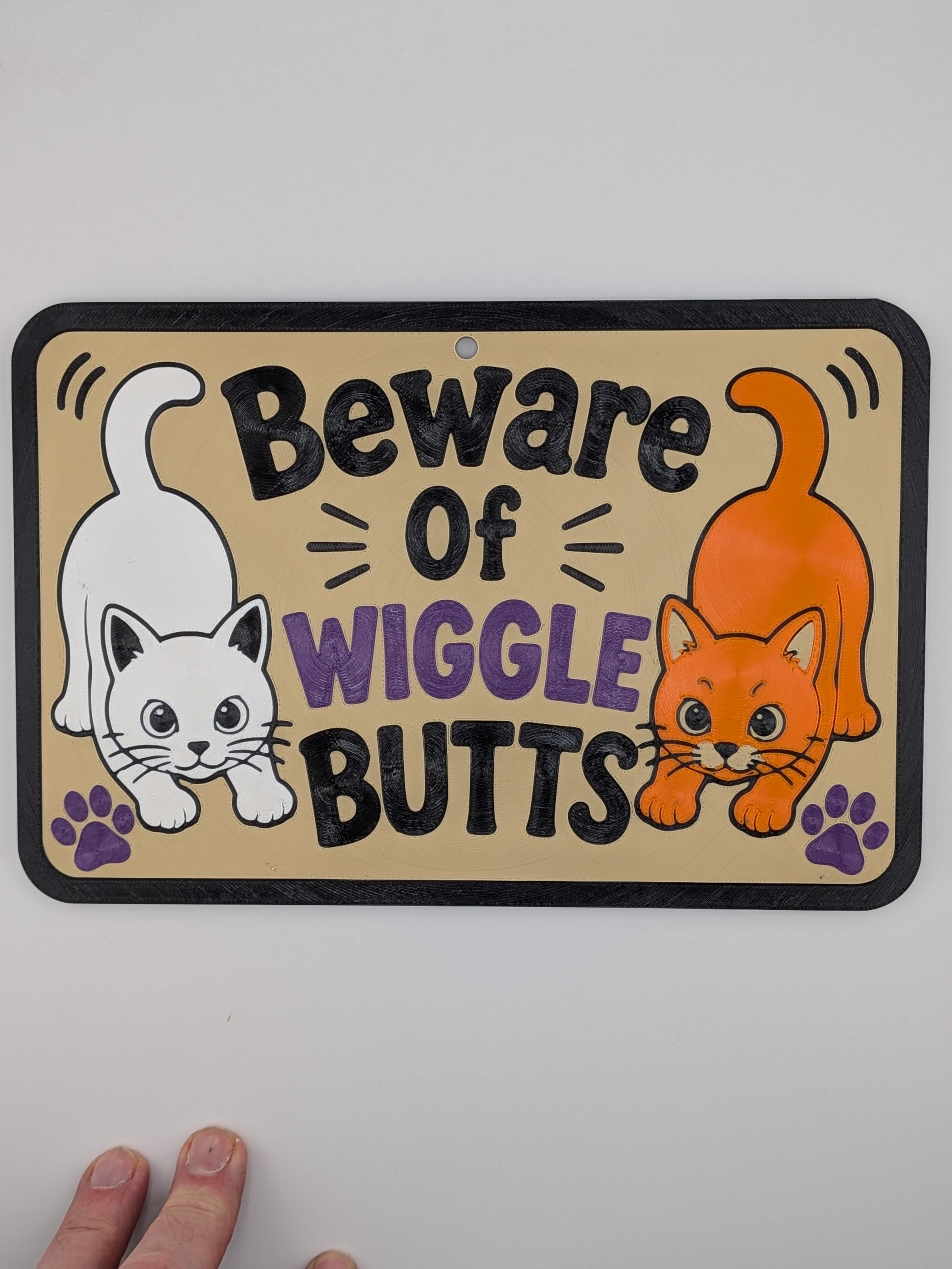 Beware Of Wiggle Butts Pet Sign 3D Printed Dog Cat Wall Decor Plaque