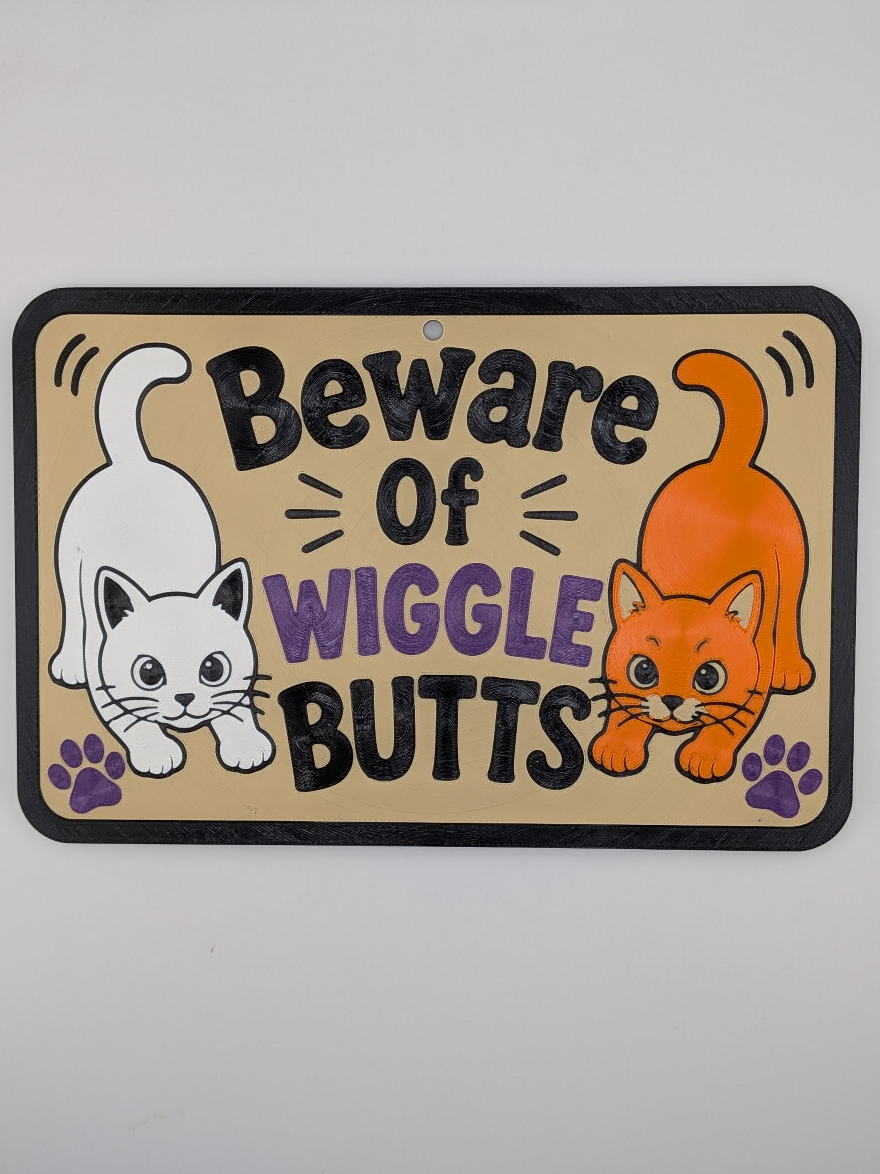 Beware Of Wiggle Butts Pet Sign 3D Printed Dog Cat Wall Decor Plaque