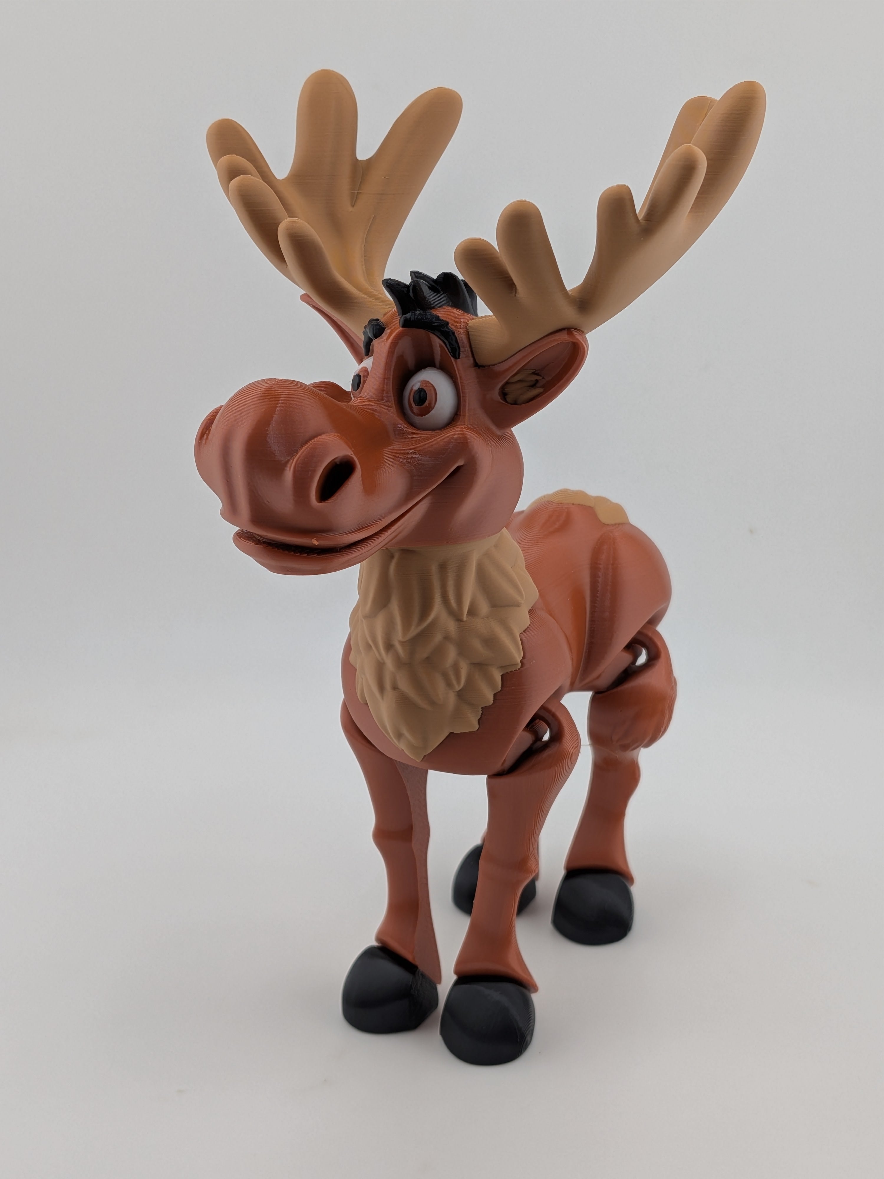 Articulated Moose Figurine 6.5 Inch 3D Printed Poseable Desk Pet Decor