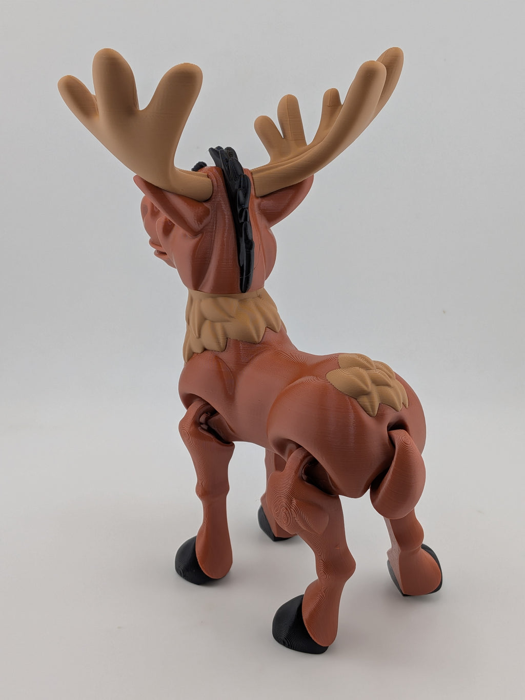 Articulated Moose Figurine 6.5 Inch 3D Printed Poseable Desk Pet Decor