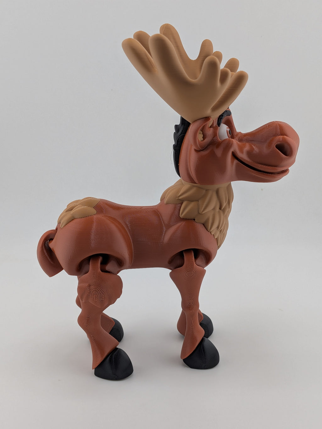 Articulated Moose Figurine 6.5 Inch 3D Printed Poseable Desk Pet Decor