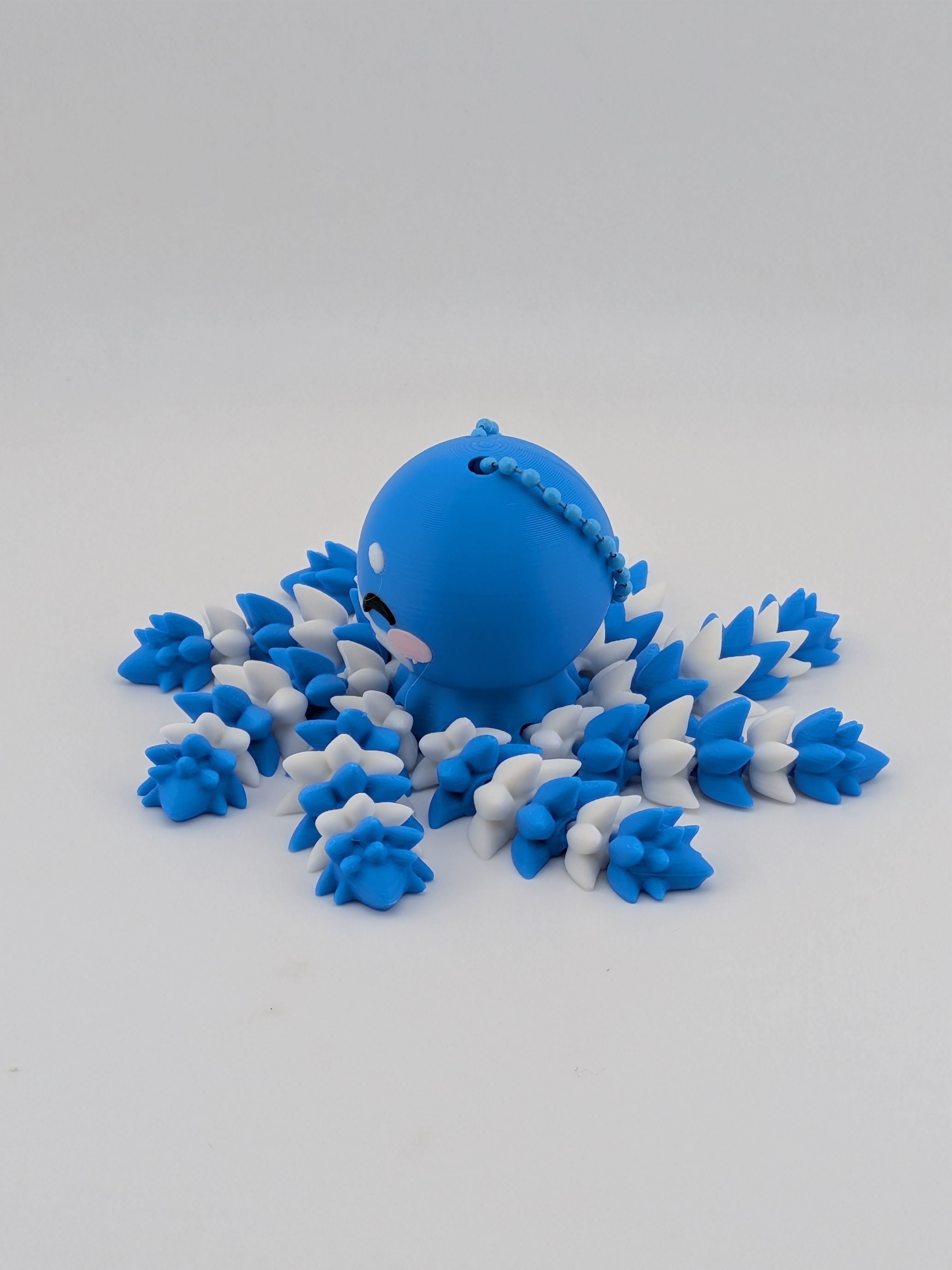 Fluffy Octopus Keychain Fidget Toy 3D Printed Articulated Bag Charm