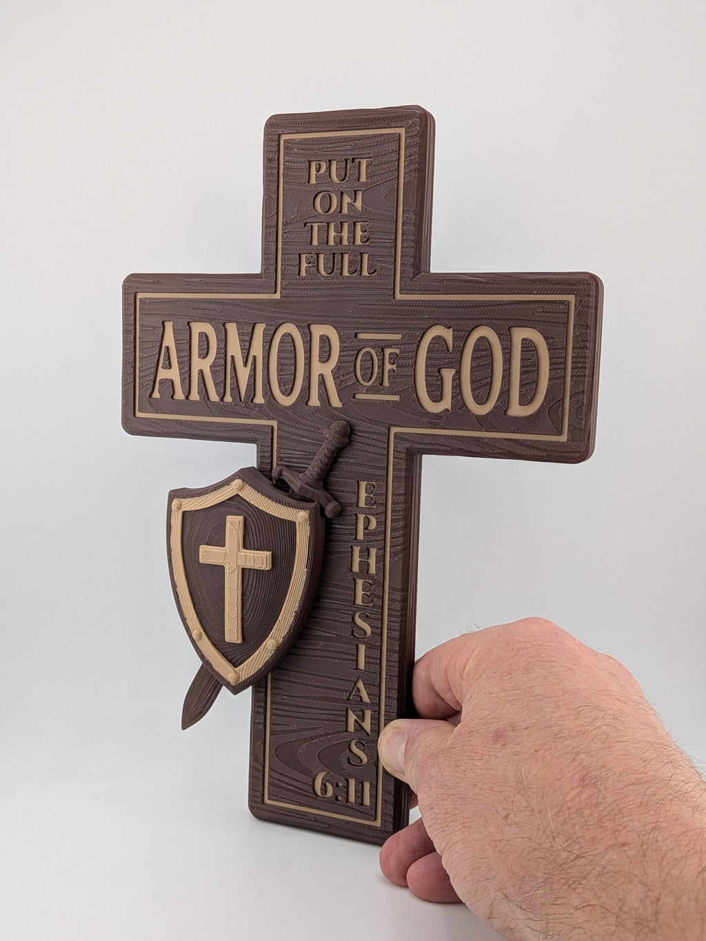 Armor of God Wall Cross 10x7 Scripture Ephesians 6:11 Plaque Decor